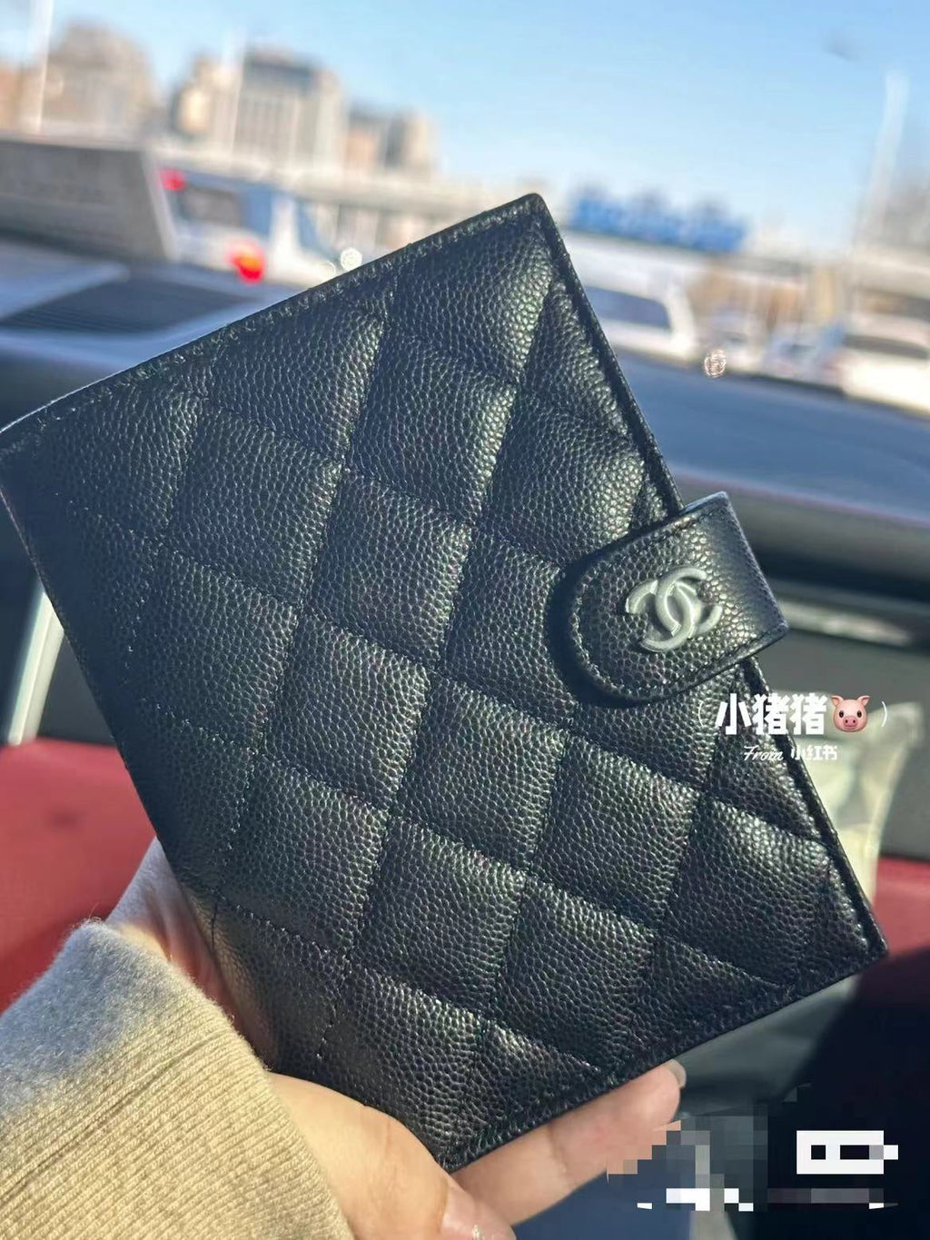 CHANEL BIFOLD WALLET CAVIAR 14 BLACK GRAINED CALFSKIN