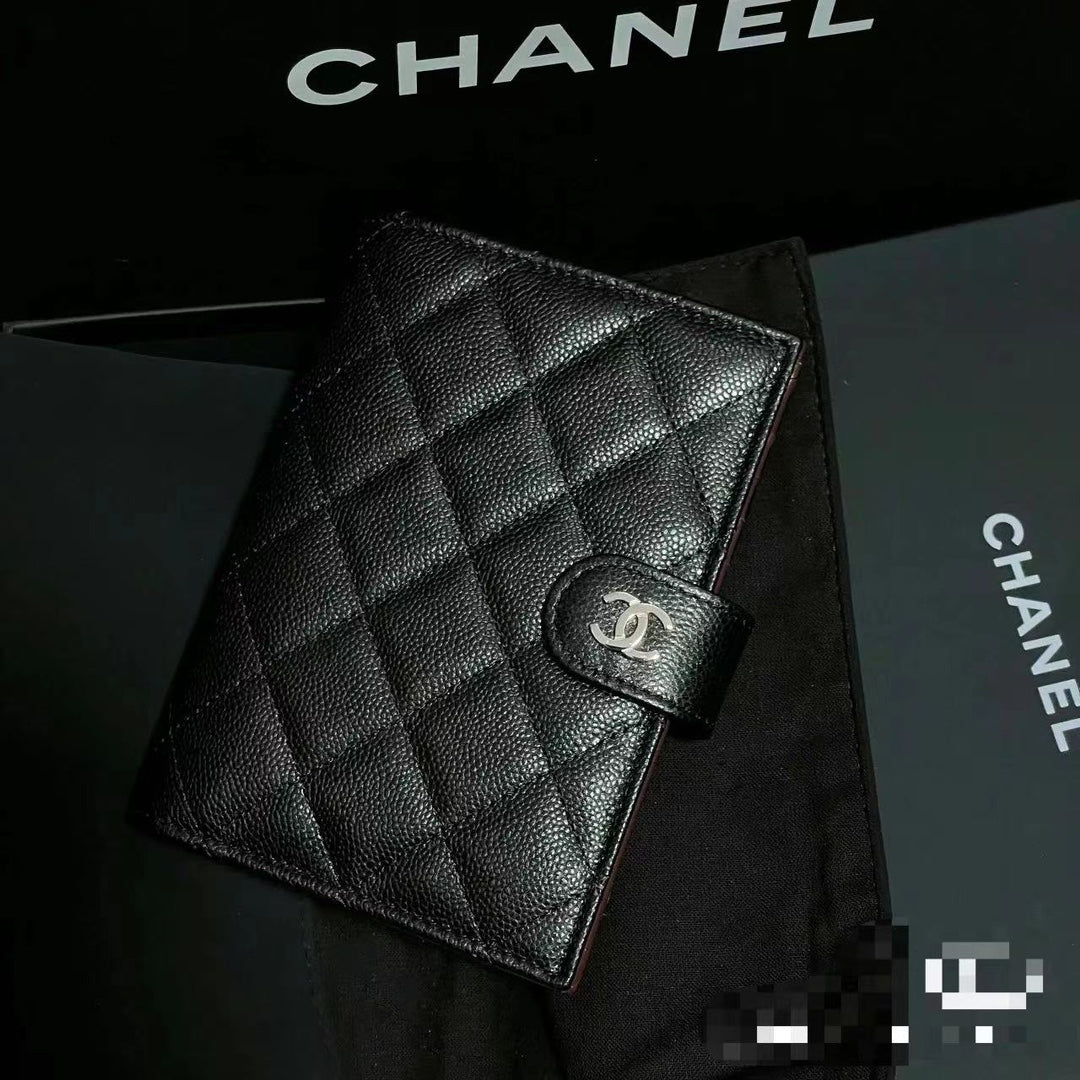 CHANEL BIFOLD WALLET CAVIAR 14 BLACK GRAINED CALFSKIN