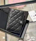 CHANEL BIFOLD WALLET CAVIAR 14 BLACK GRAINED CALFSKIN