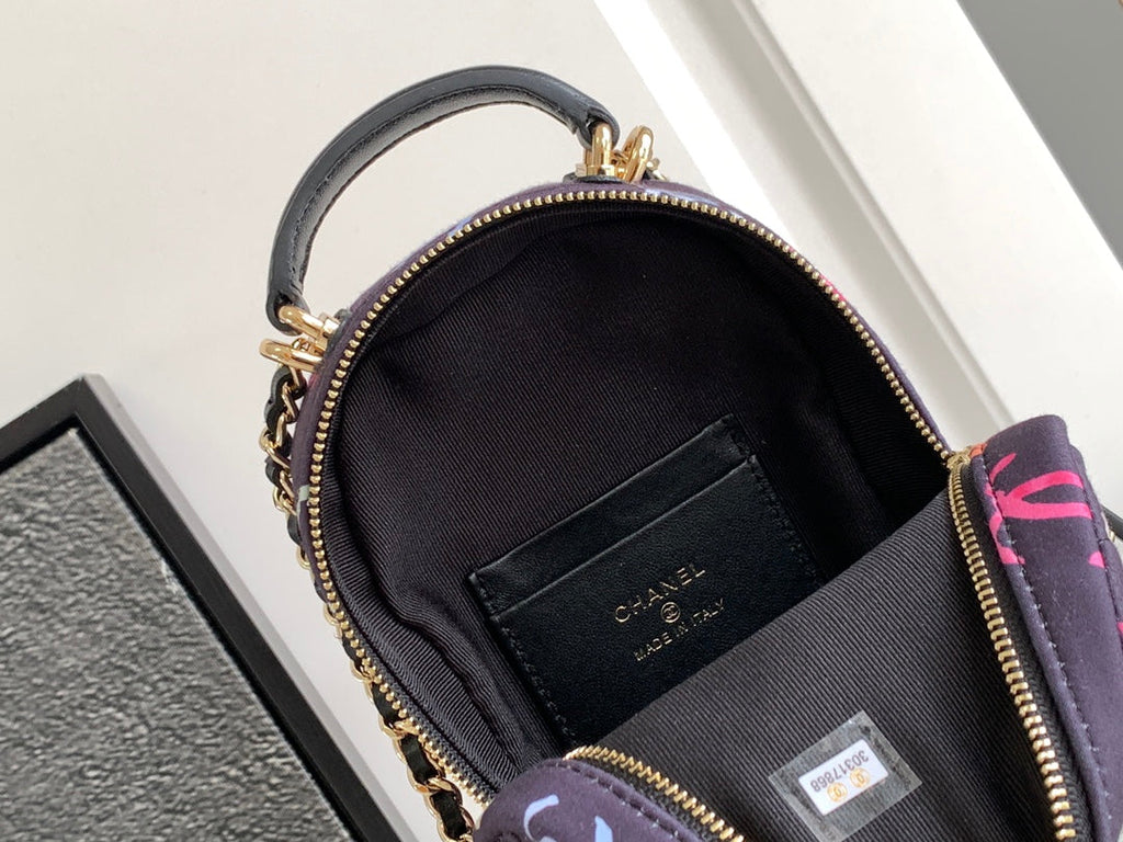 CHANEL CLASSIC MINI 18 BACKPACK COLORFUL WOOL COTTON MIXED FIBERS GOLD TONE METAL