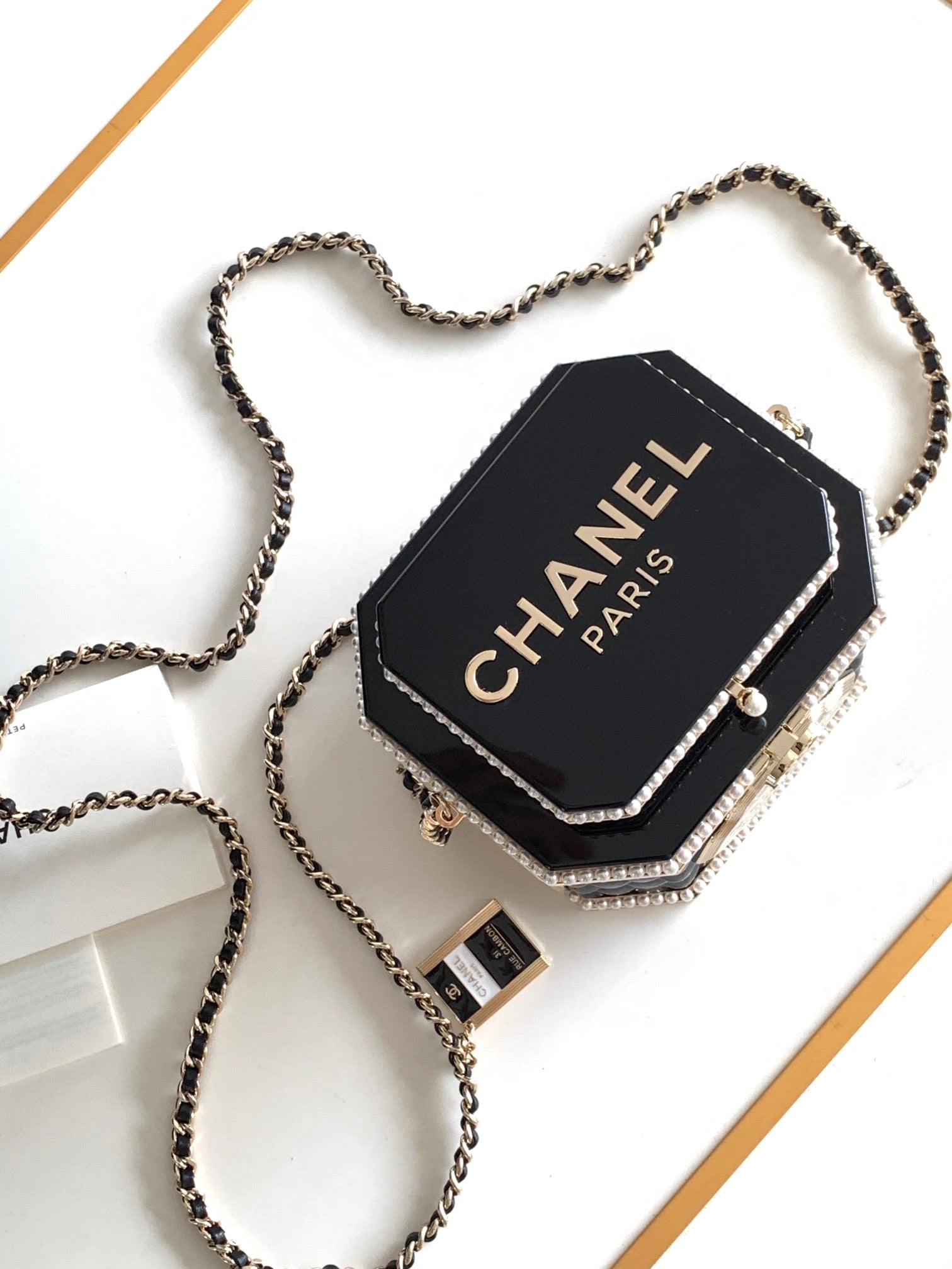 CHANEL 12 TEA BOX MINAUDIERE BAG IN BLACK RESIN