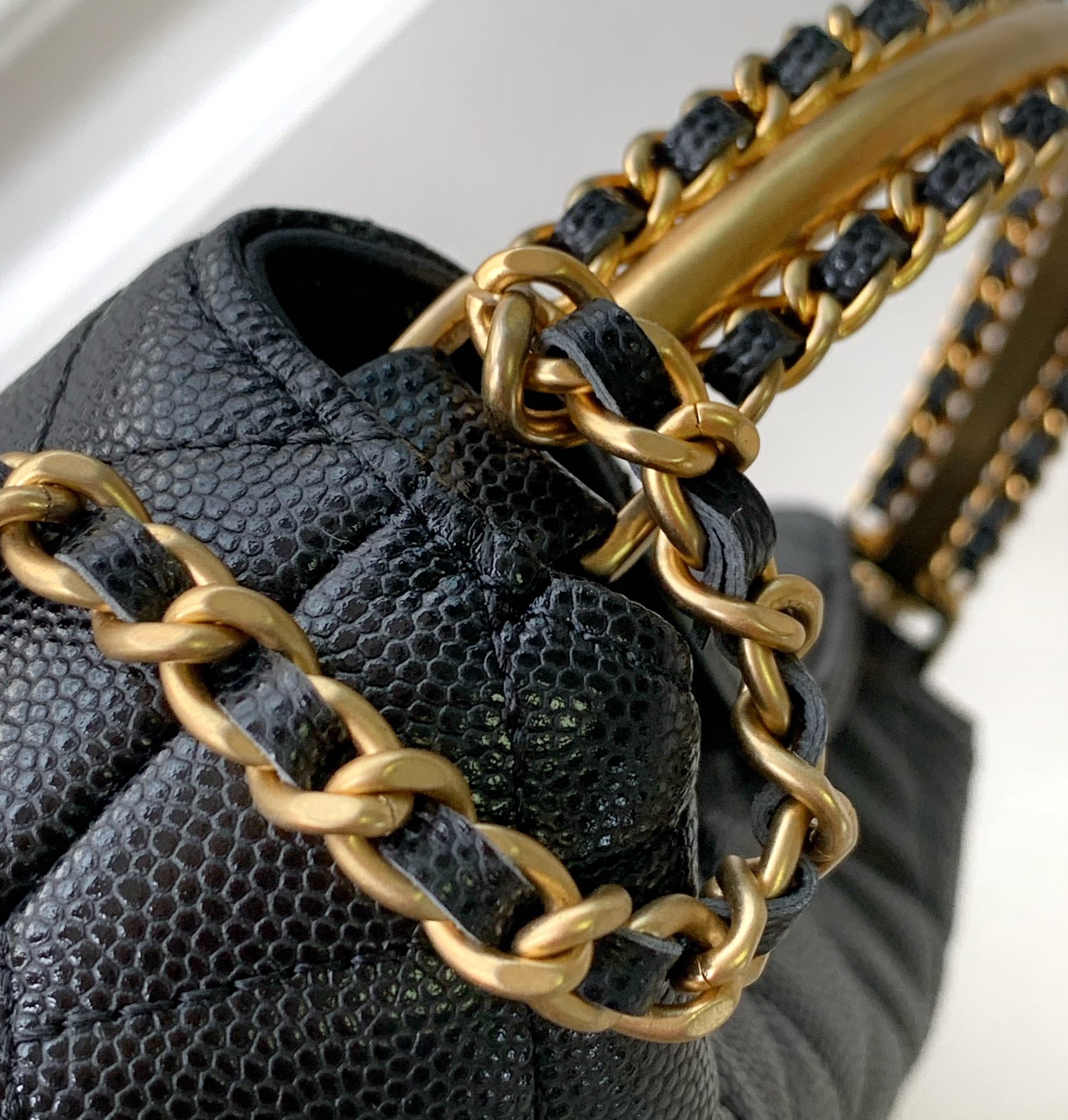 CHANEL MINI 19 CLUTCH WITH STRAP IN BLACK CALFSKIN