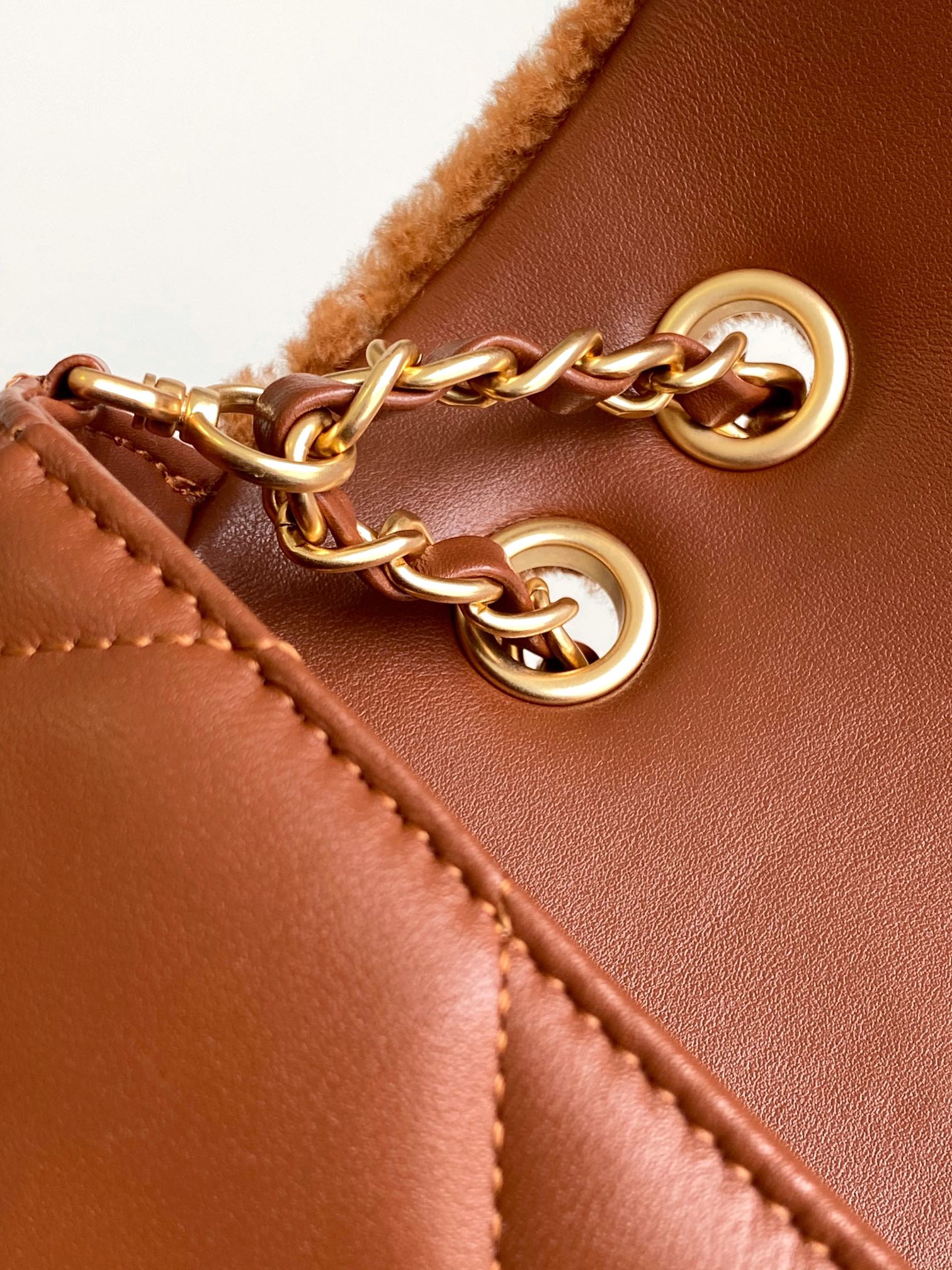 CHANEL 25S FLAP BAG 23.5 CM IN BROWN WOOL AND LAMBSKIN