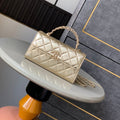 CHANEL 25S KELLY BAG 18 IN GOLD METALLIC LAMBSKIN WITH GOLD HARDWARE