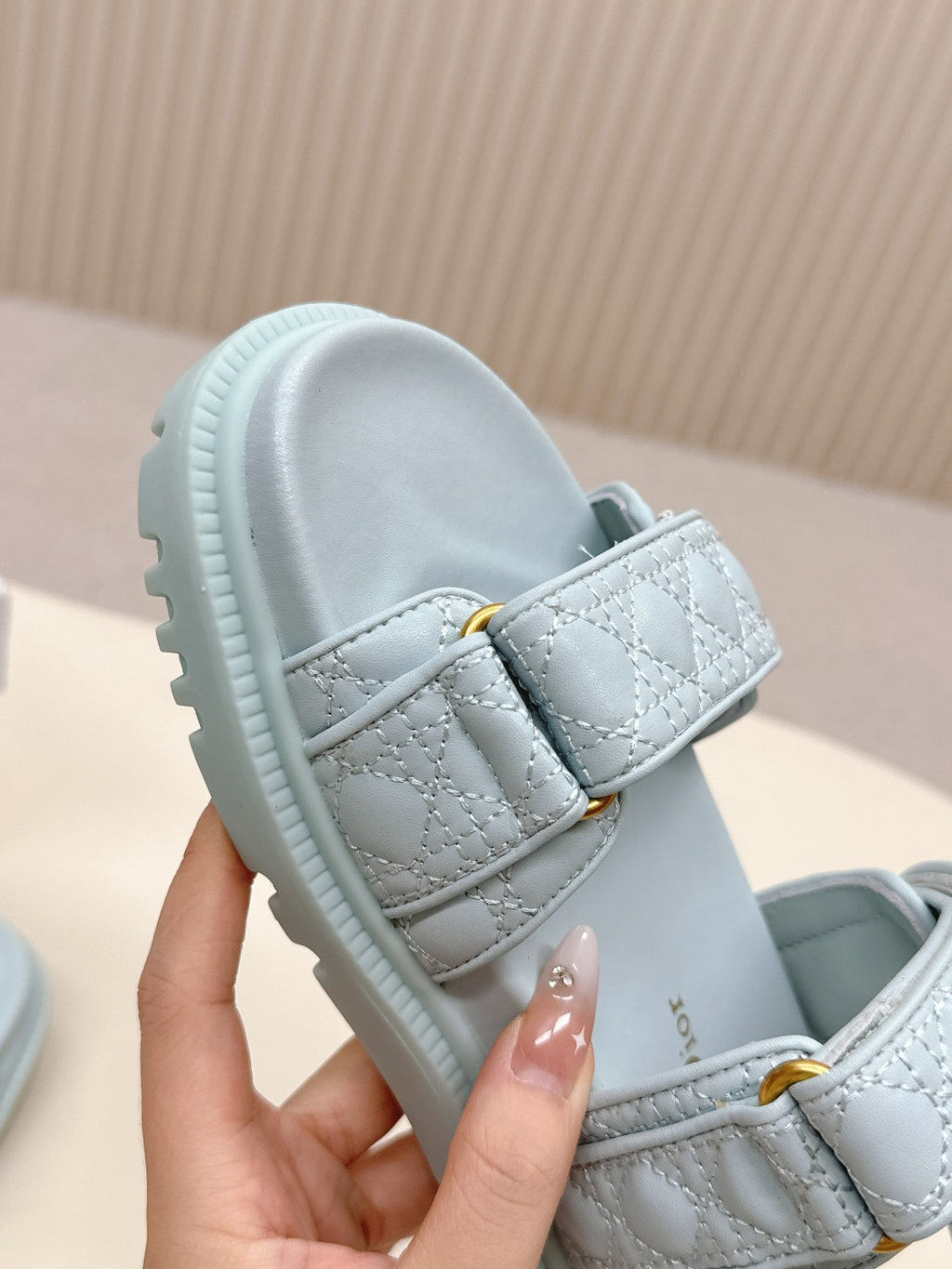 DIOR BACK-STRAP SANDALS 25S IN PASTEL BLUE CALFSKIN