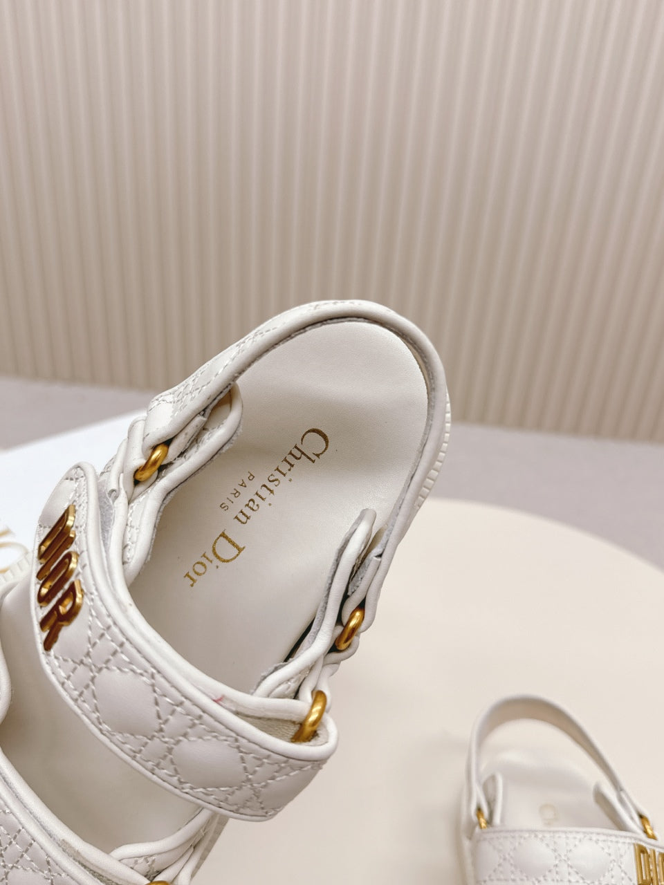 DIOR BACK-STRAP SANDALS 25S IN CREAM WHITE CALFSKIN