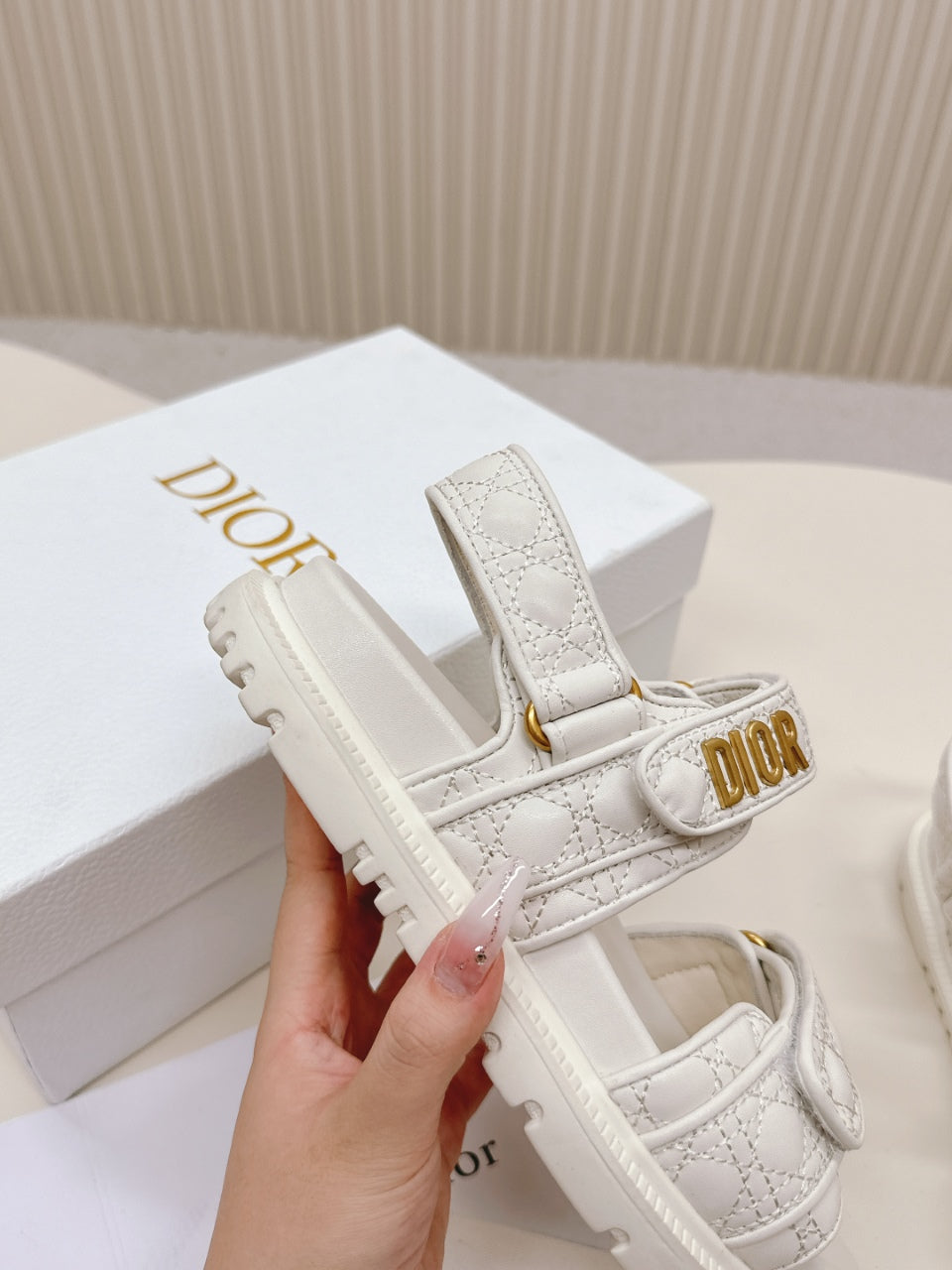 DIOR BACK-STRAP SANDALS 25S IN CREAM WHITE CALFSKIN