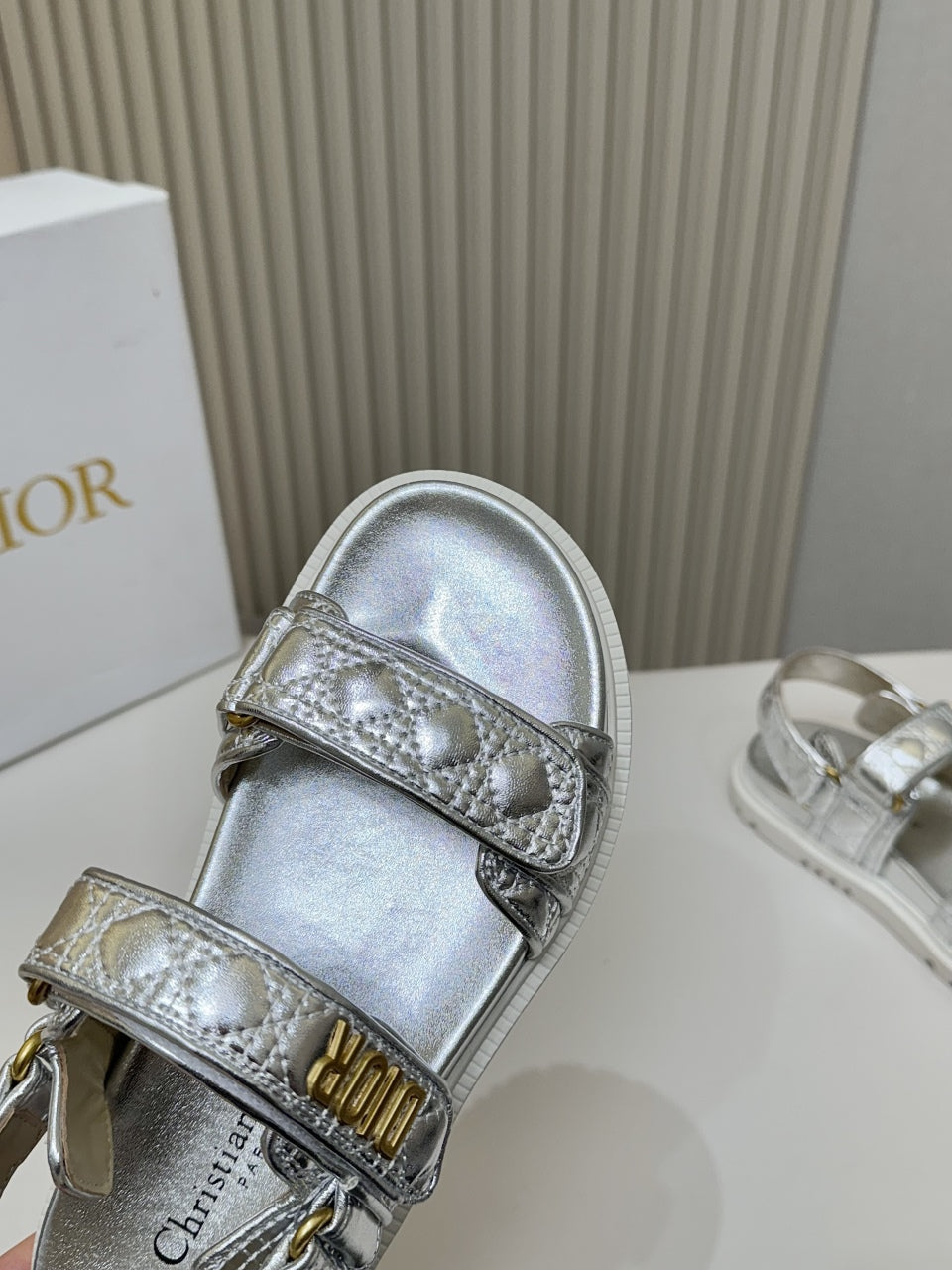 DIOR BACK-STRAP SANDALS 25S IN SILVER CALFSKIN