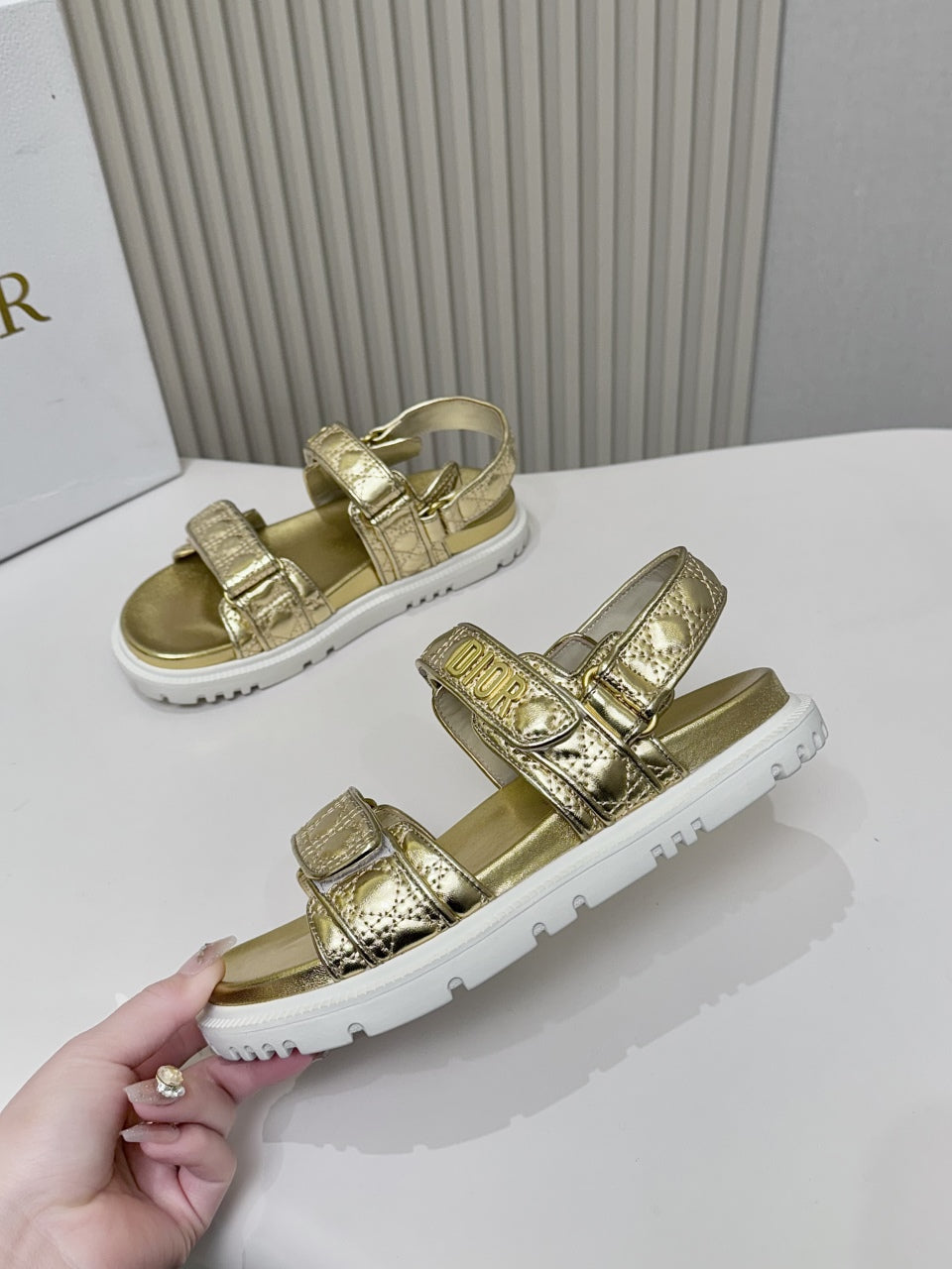 DIOR BACK-STRAP SANDALS 25S IN GOLD CALFSKIN