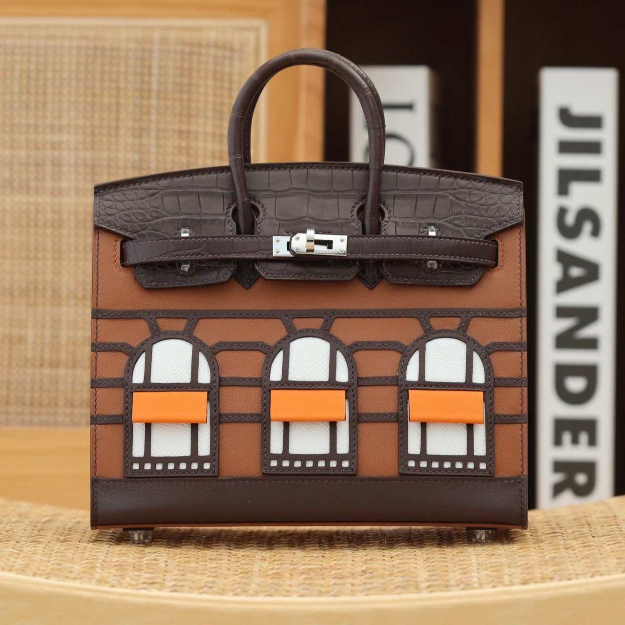 HERMES BIRKIN FAUBOURG TOUCH 20 IN CHOCOLATE MIX BRONZE BROWN CALFSKIN WITH SILVER HARDWARE