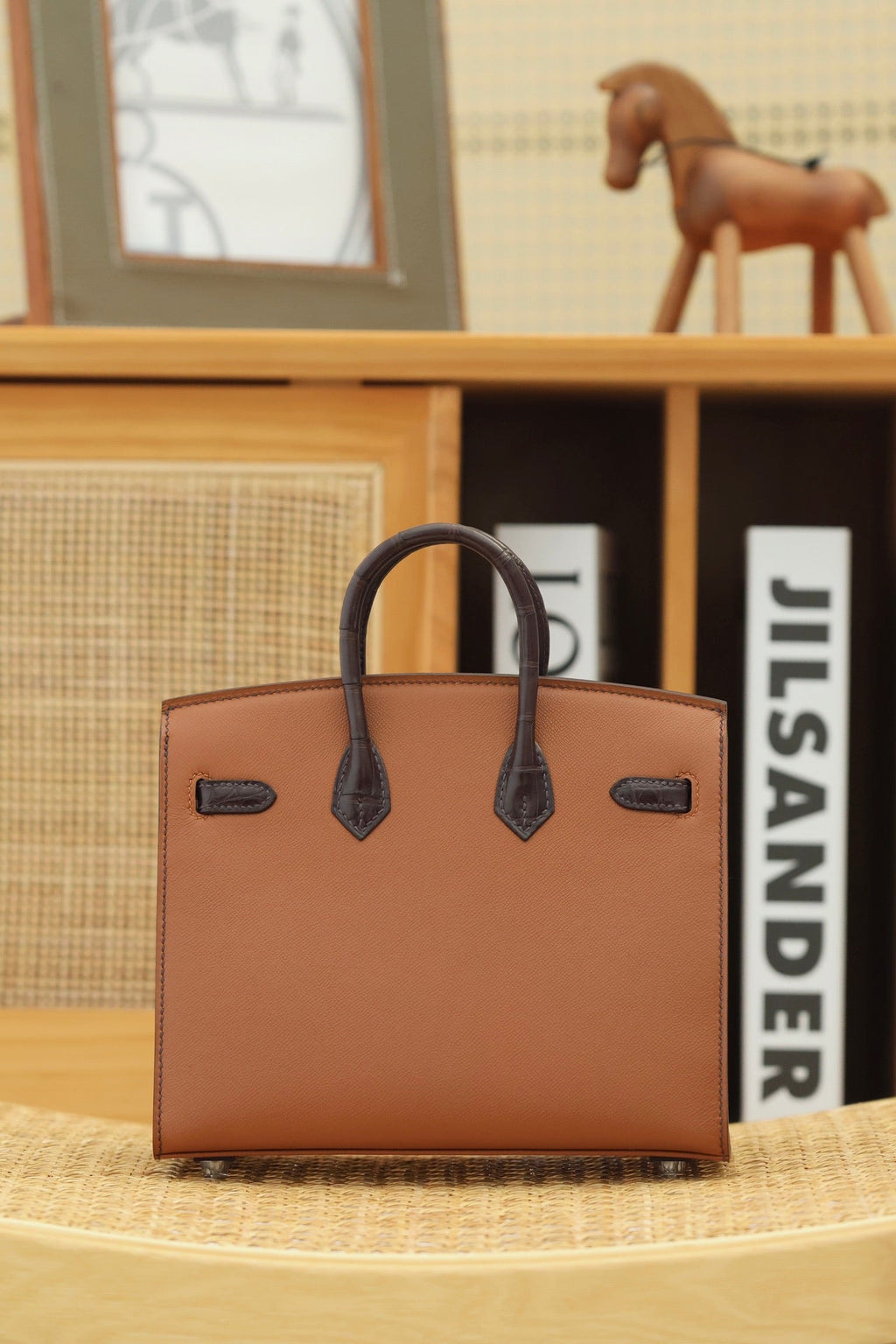 HERMES BIRKIN FAUBOURG TOUCH 20 IN CHOCOLATE MIX BRONZE BROWN CALFSKIN WITH SILVER HARDWARE