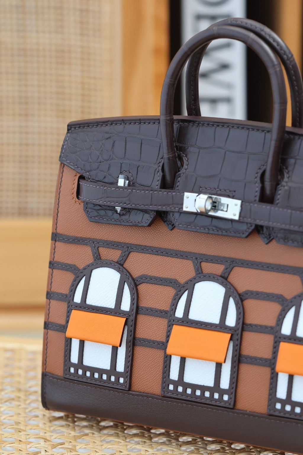 HERMES BIRKIN FAUBOURG TOUCH 20 IN CHOCOLATE MIX BRONZE BROWN CALFSKIN WITH SILVER HARDWARE