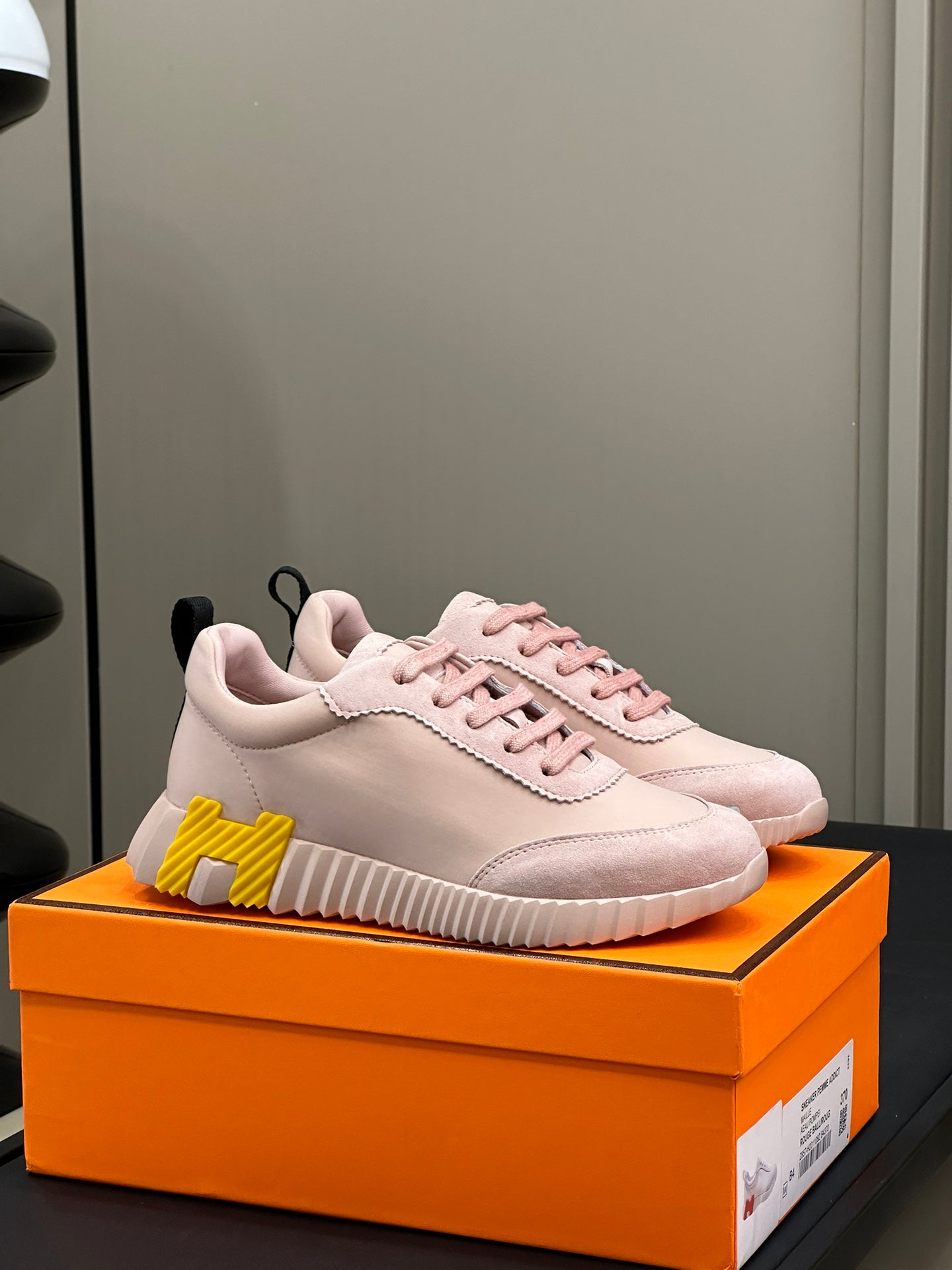 HERMES BOUNCING SNEAKERS LIGHT PINK CALFSKIN
