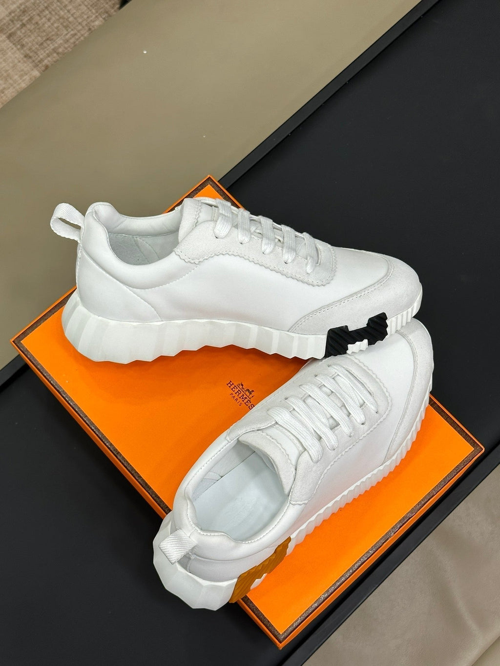 HERMES BOUNCING SNEAKERS WHITE CALFSKIN