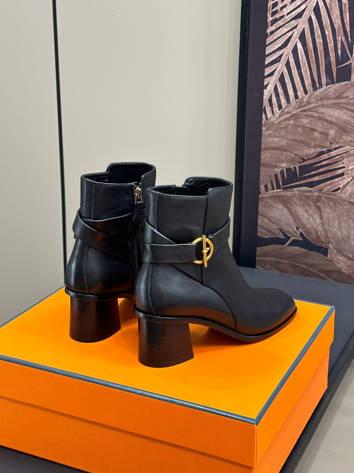 HERMES JILL 60 ANKLE BOOT IN BLACK CALFSKIN