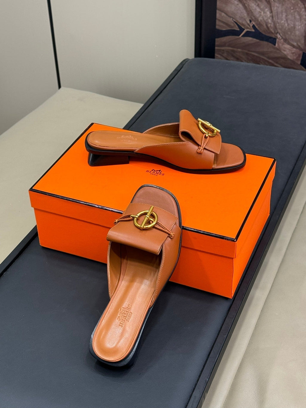 HERMES ISLE SANDAL IN BRONZE BROWN CALFSKIN