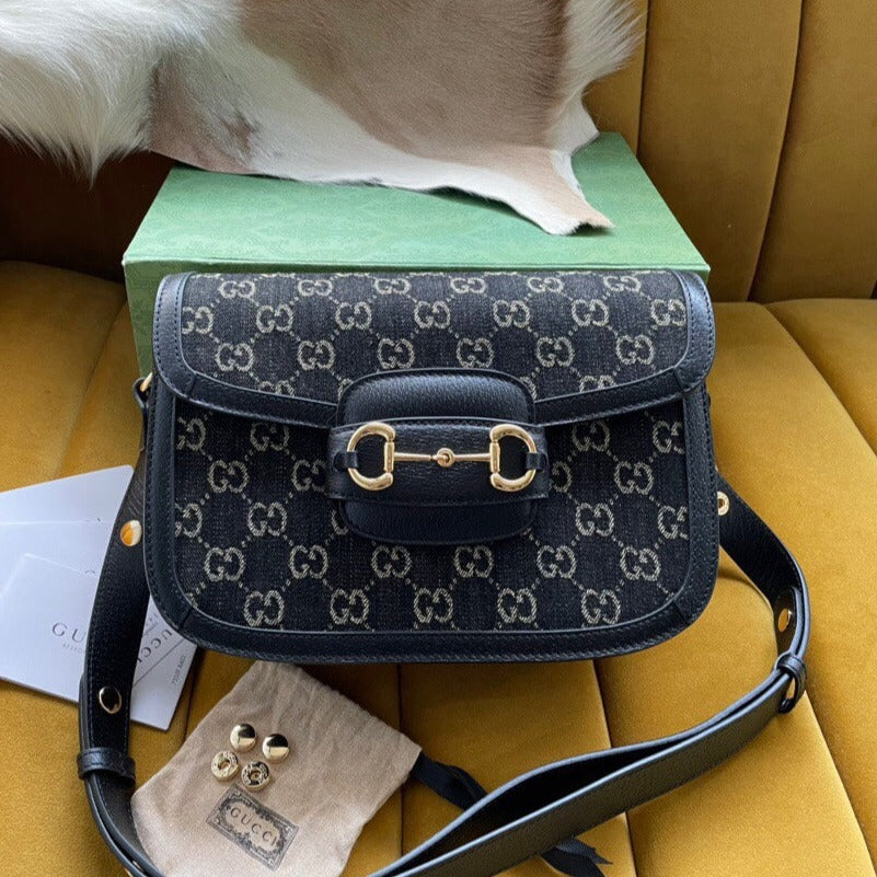 GUCCI HORSEBIT 1955 MINI BAG 25 IN BLACK DENIM