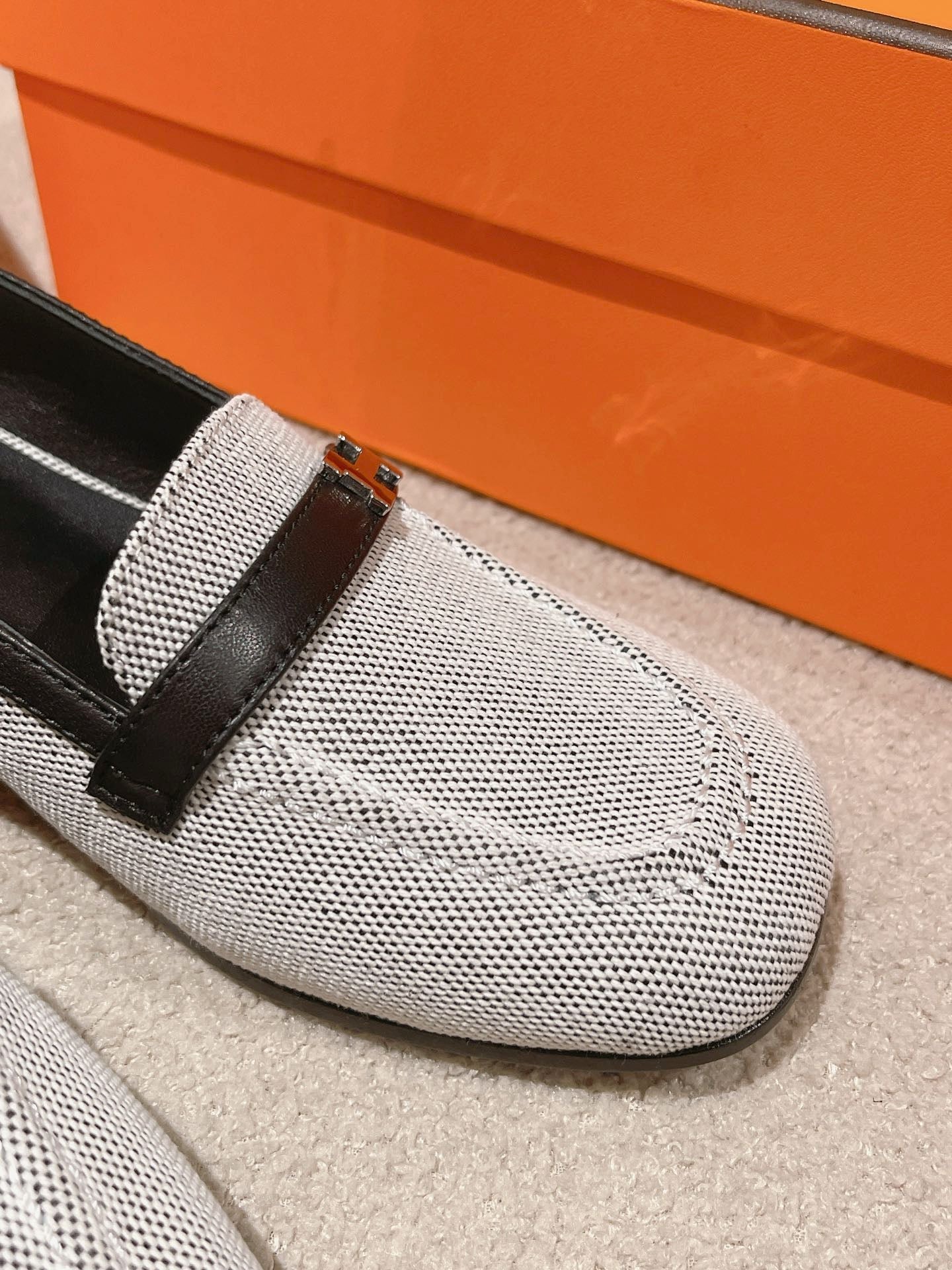 HERMES INFINIE 50 PUMP BLACK AND WHITE LAMBSKIN