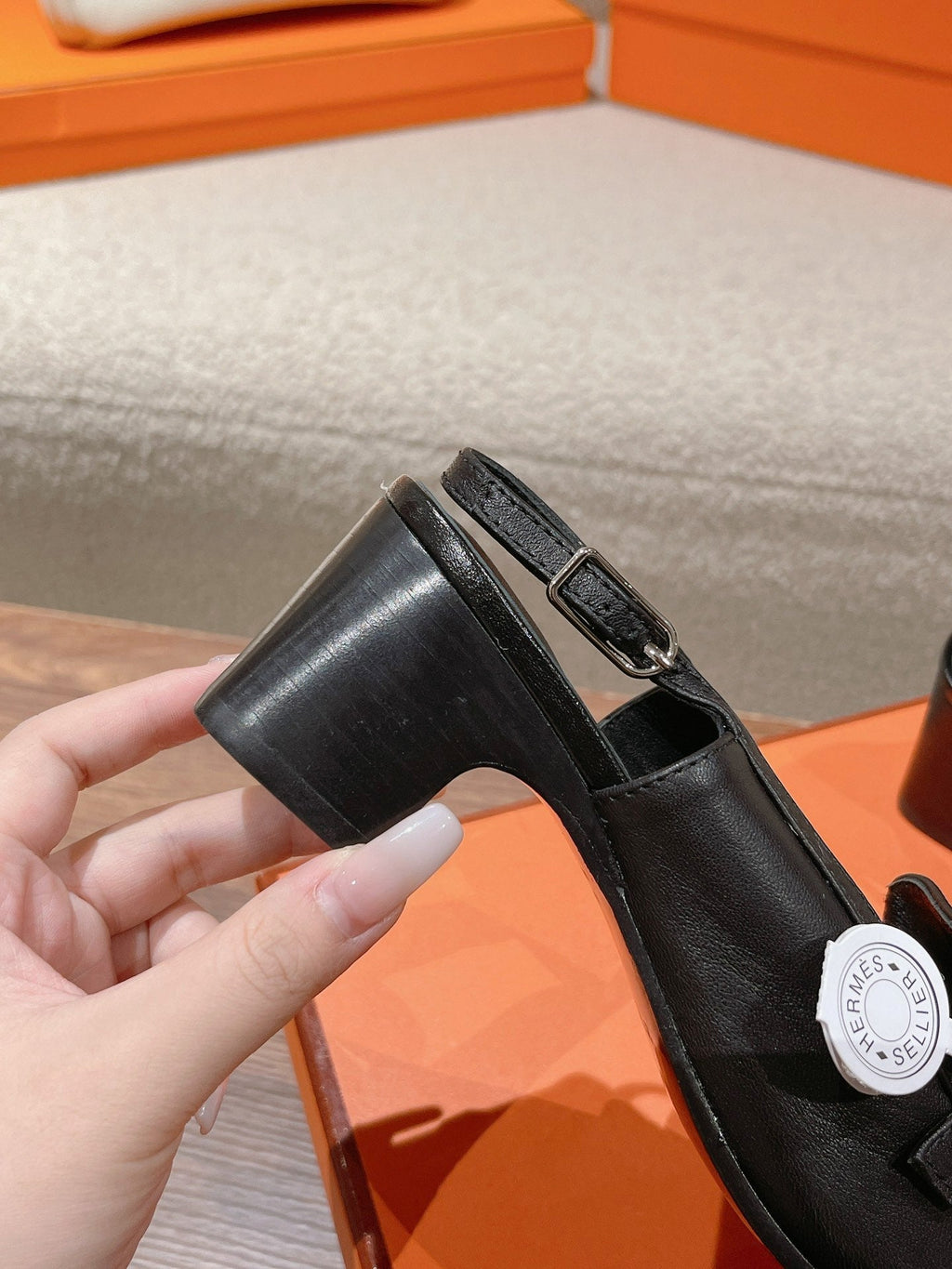 HERMES INFINIE 50 PUMP BLACK LAMBSKIN