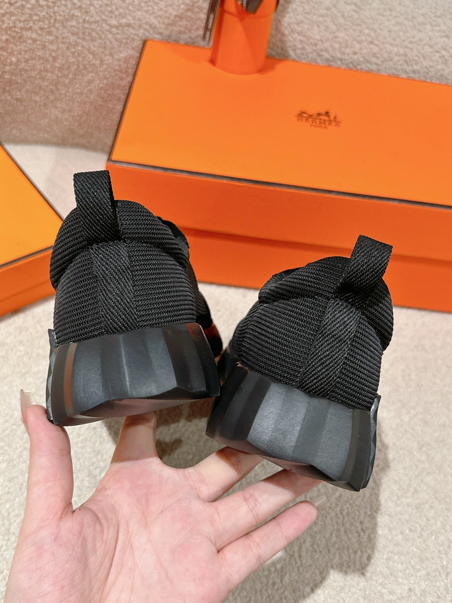 HERMES MAINLAND SNEAKER IN FULL BLACK SUEDE AND BREATHABLE MESH FABRIC
