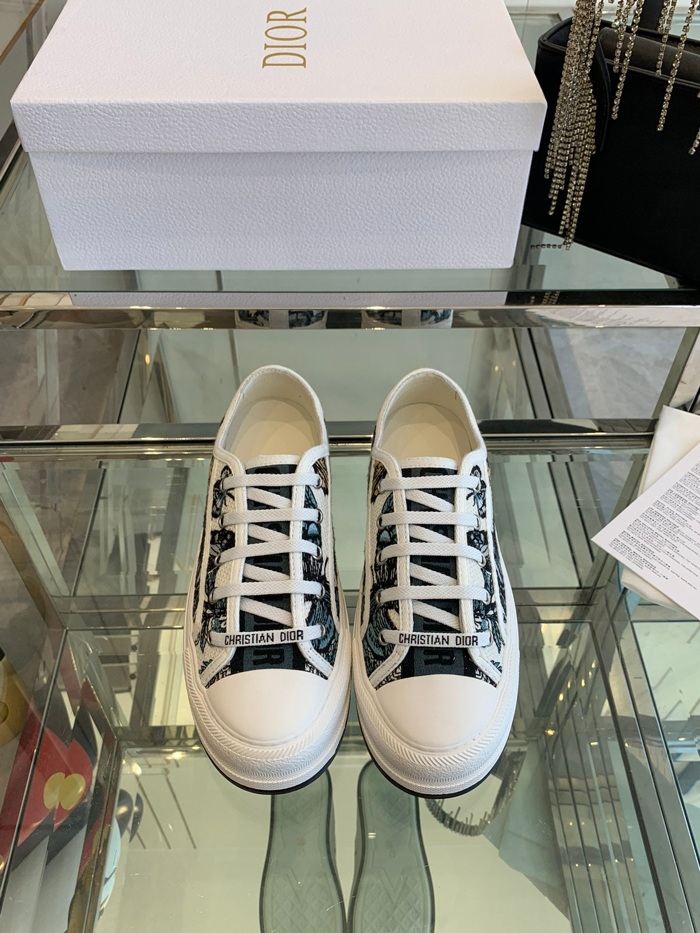 DIOR WALK'N PLATFORM SNEAKER IN COLORFUL EMBROIDERED FABRIC