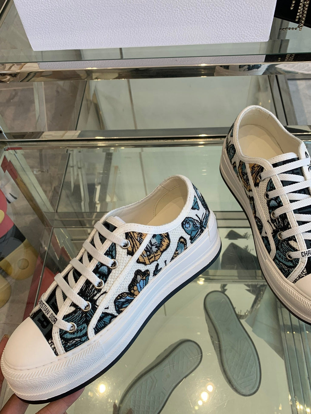 DIOR WALK'N PLATFORM SNEAKER IN COLORFUL EMBROIDERED FABRIC