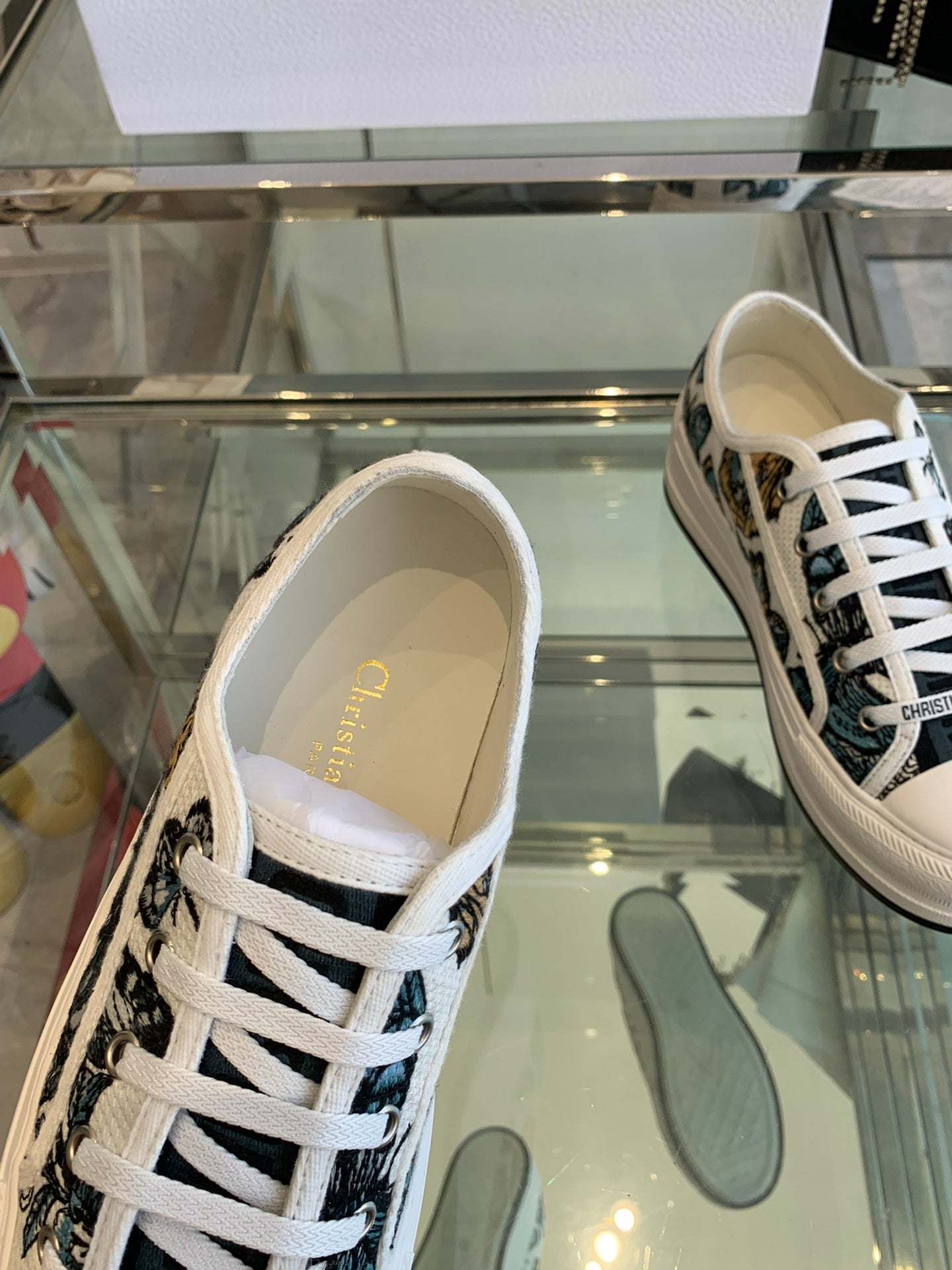 DIOR WALK'N PLATFORM SNEAKER IN COLORFUL EMBROIDERED FABRIC