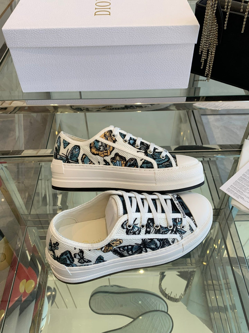 DIOR WALK'N PLATFORM SNEAKER IN COLORFUL EMBROIDERED FABRIC