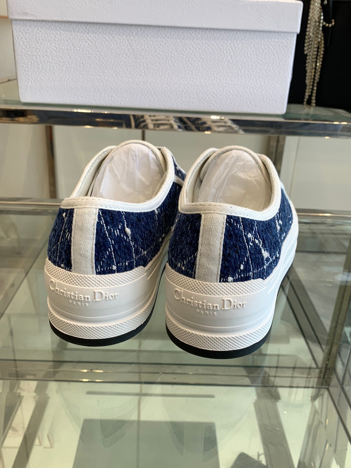 DIOR WALK'N PLATFORM SNEAKER DENIM BLUE CANNAGE TWEED