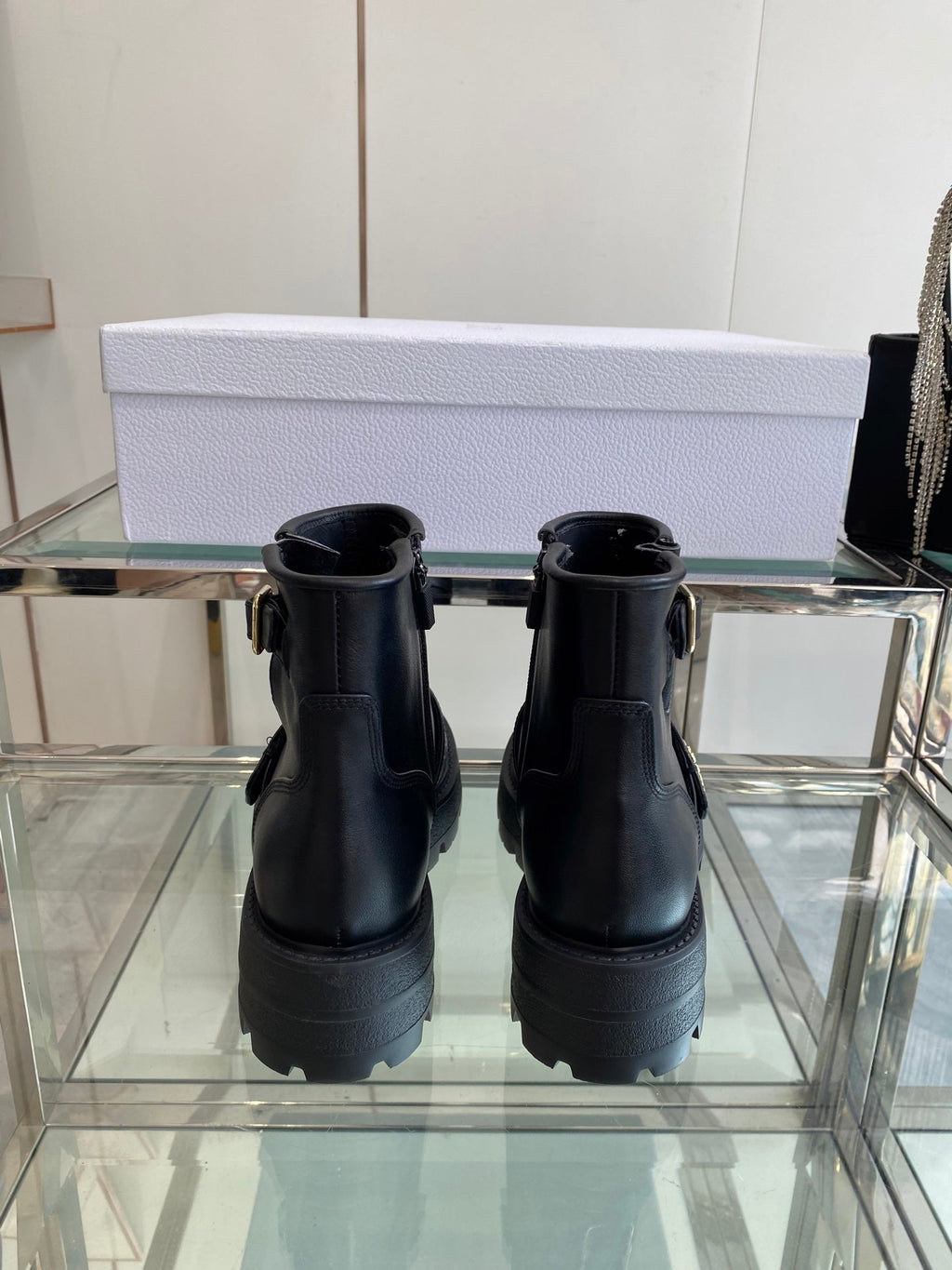 DIOR 25S D-QUEST ANKLE BOOT 35MM IN BLACK CALFSKIN