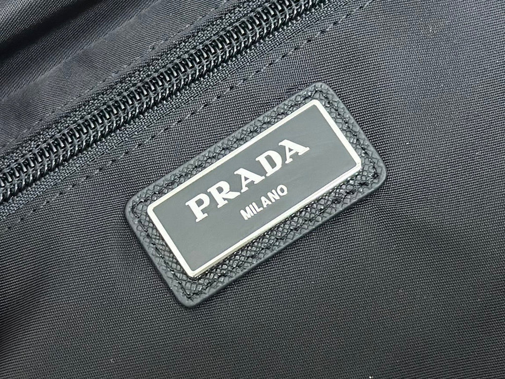 PRADA SHOULDER BAG 32 IN BLACK RE-NYLON TRIANGLE LOGO