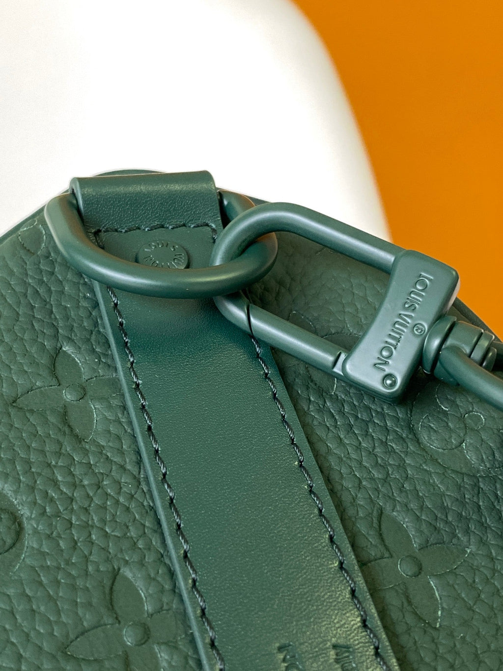 LOUIS VUITTON KEEPALL BANDOULIÈRE 25 IN FOREST GREEN MONOGRAM EMBOSSED CALFSKIN
