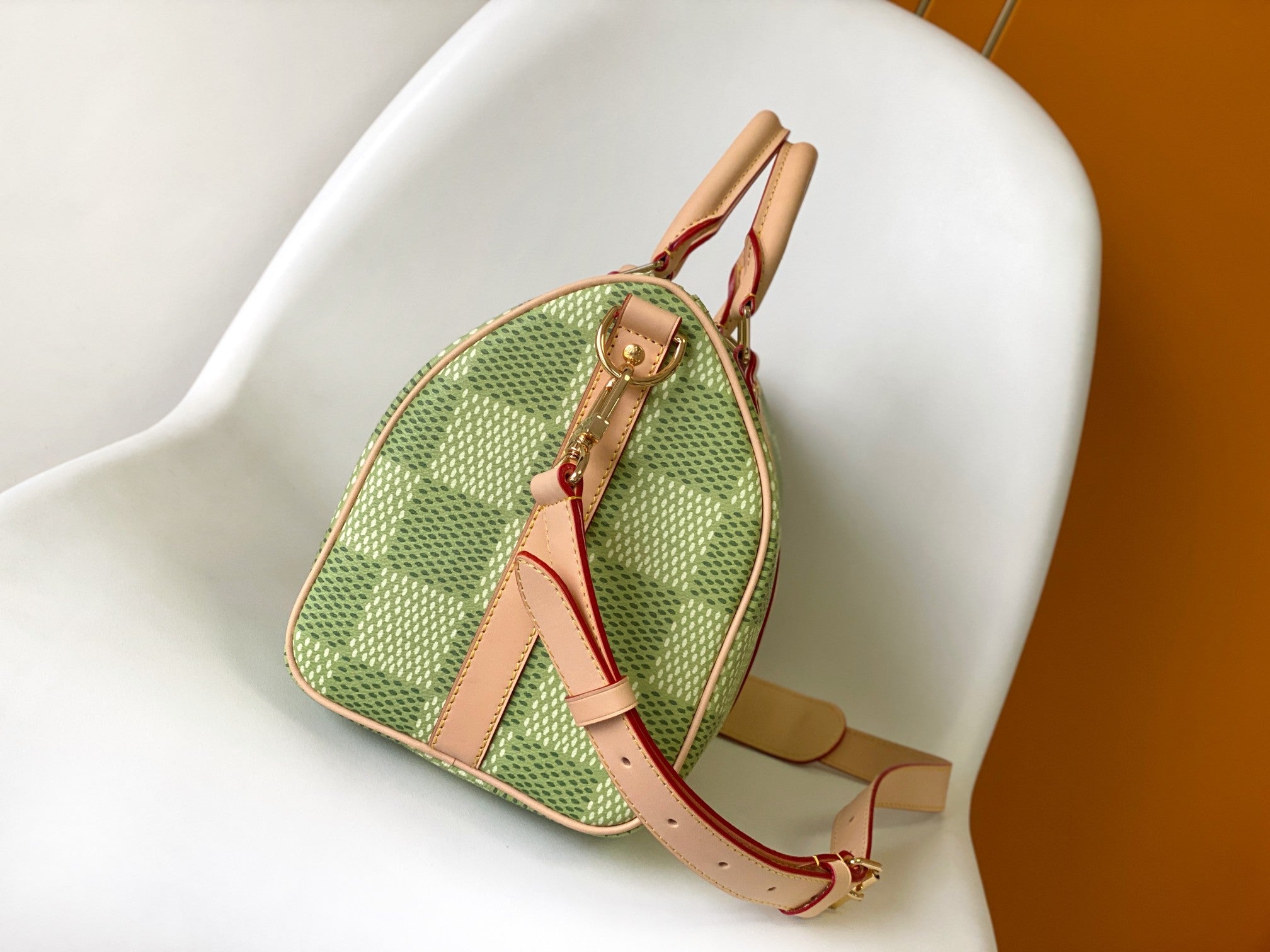 LOUIS VUITTON KEEPALL BANDOULIÈRE 34 BAG IN GREEN DAMIER GOLF COATED CANVAS
