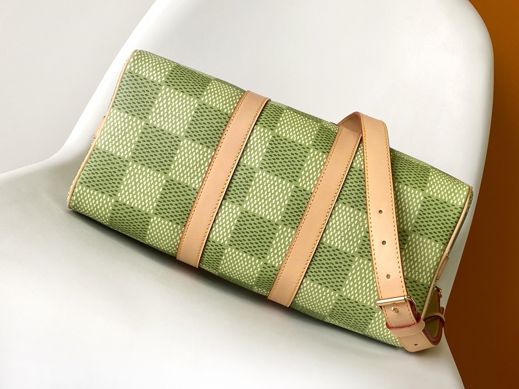 LOUIS VUITTON KEEPALL BANDOULIÈRE 34 BAG IN GREEN DAMIER GOLF COATED CANVAS