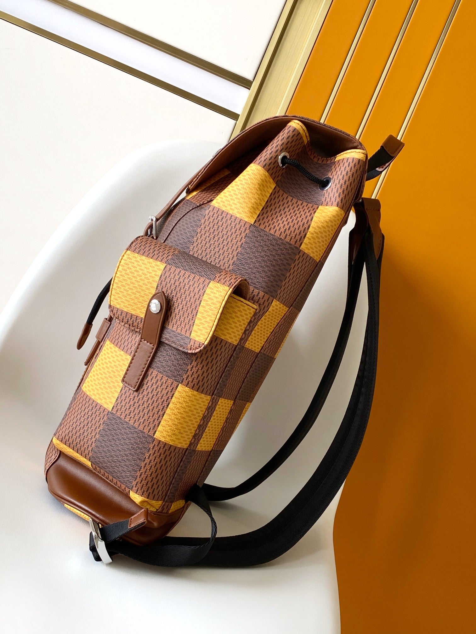 LOUIS VUITTON CHRISTOPHER BACKPACK 48 IN BROWN YELLOW DAMIER CANVAS