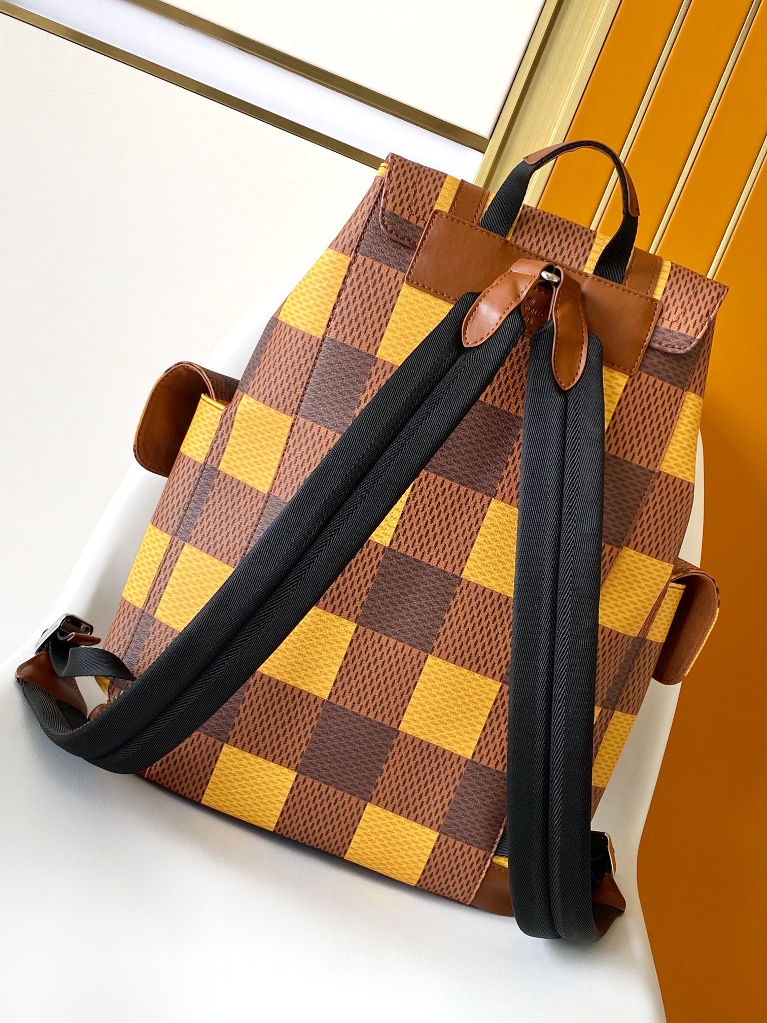 LOUIS VUITTON CHRISTOPHER BACKPACK 48 IN BROWN YELLOW DAMIER CANVAS