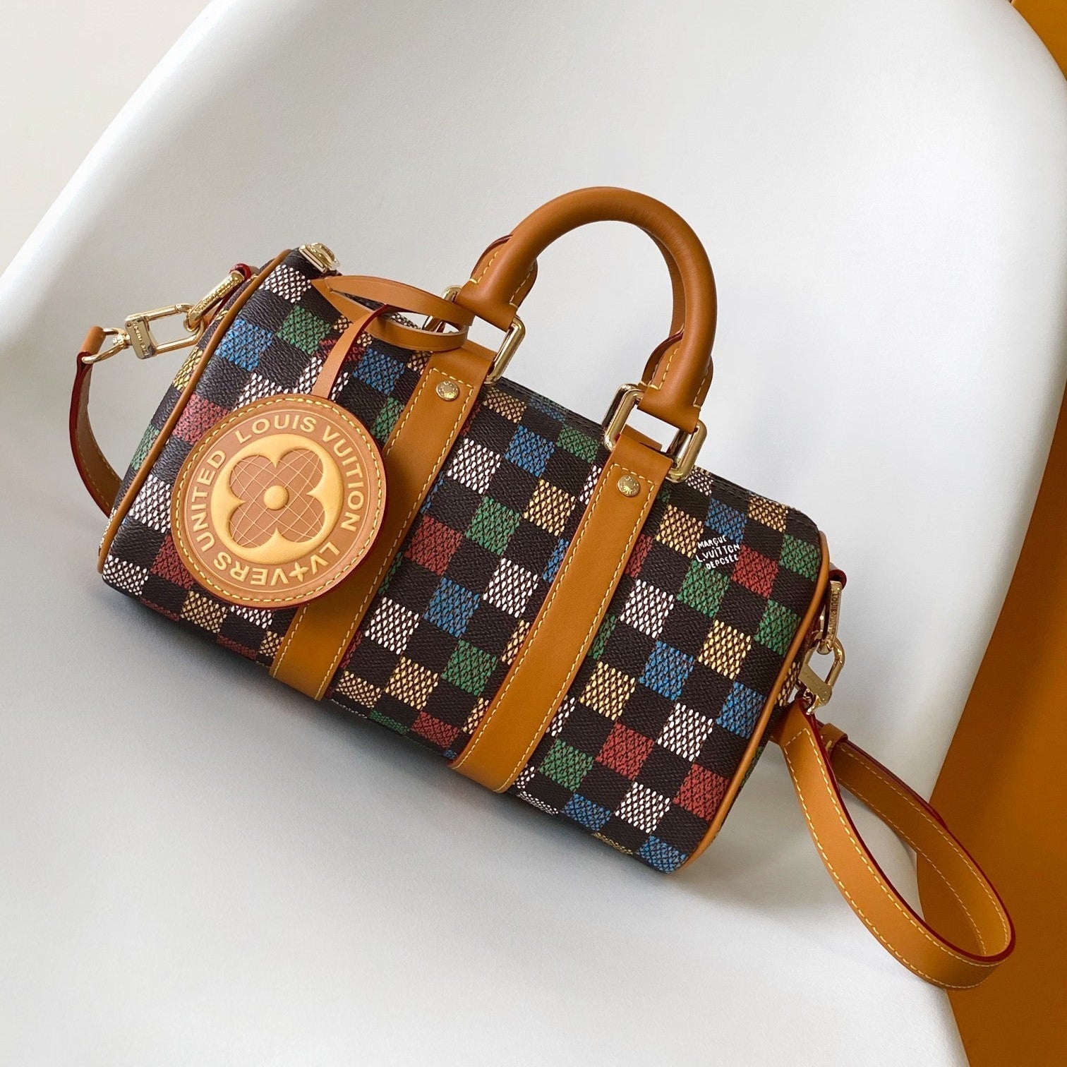 LOUIS VUITTON LV 25S KEEPALL BANDOULIÈRE BAG 25 IN MULTIPLE LV VERT DAMIER EBENE CANVAS