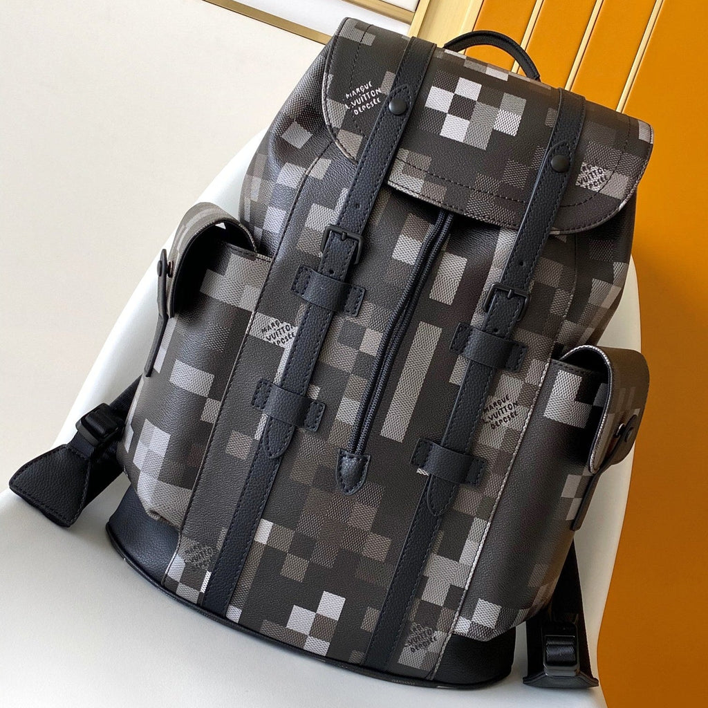 LOUIS VUITTON LV 25S CHRISTOPHER BACKPACK 47 IN DAMOFLAGE BLACK CALFSKIN