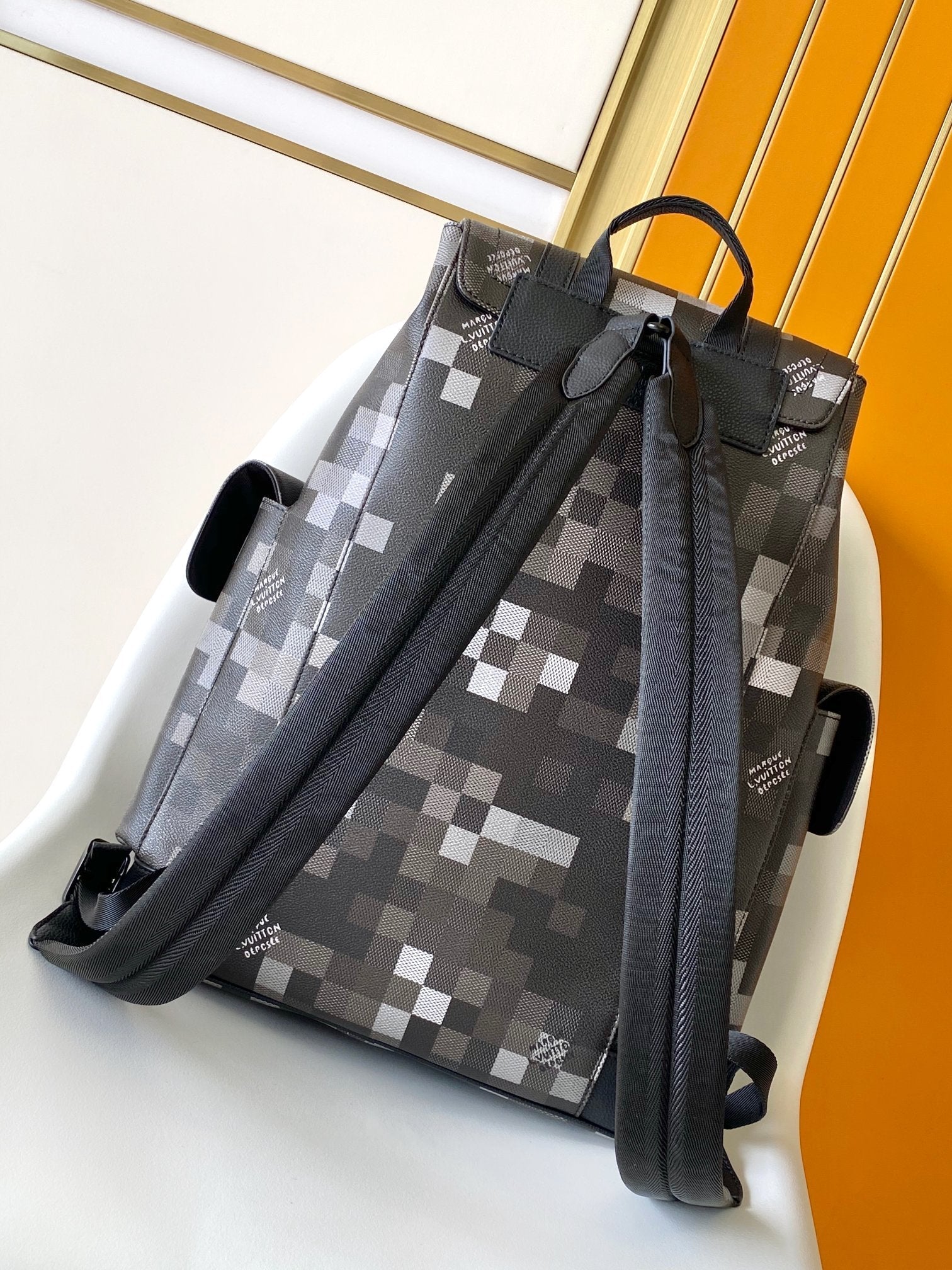 LOUIS VUITTON LV 25S CHRISTOPHER BACKPACK 47 IN DAMOFLAGE BLACK CALFSKIN