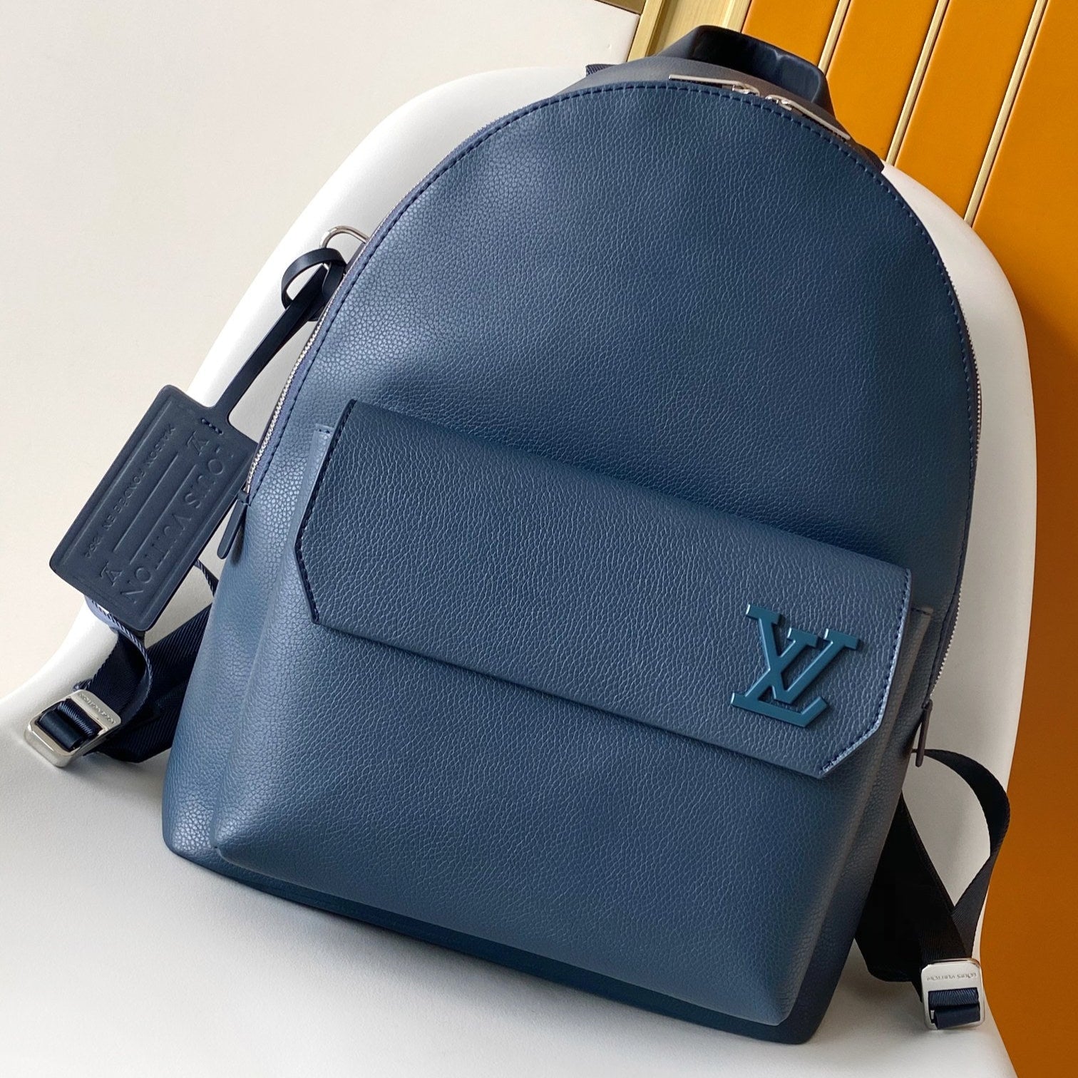 LOUIS VUITTON LV 25S TAKEOFF BACKPACK 43 IN ATLANTIC BLUE CALFSKIN