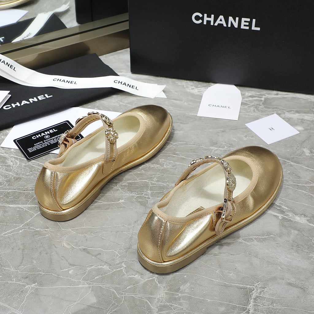 CHANEL MARY JANE GOLDEN SHEEPSKIN