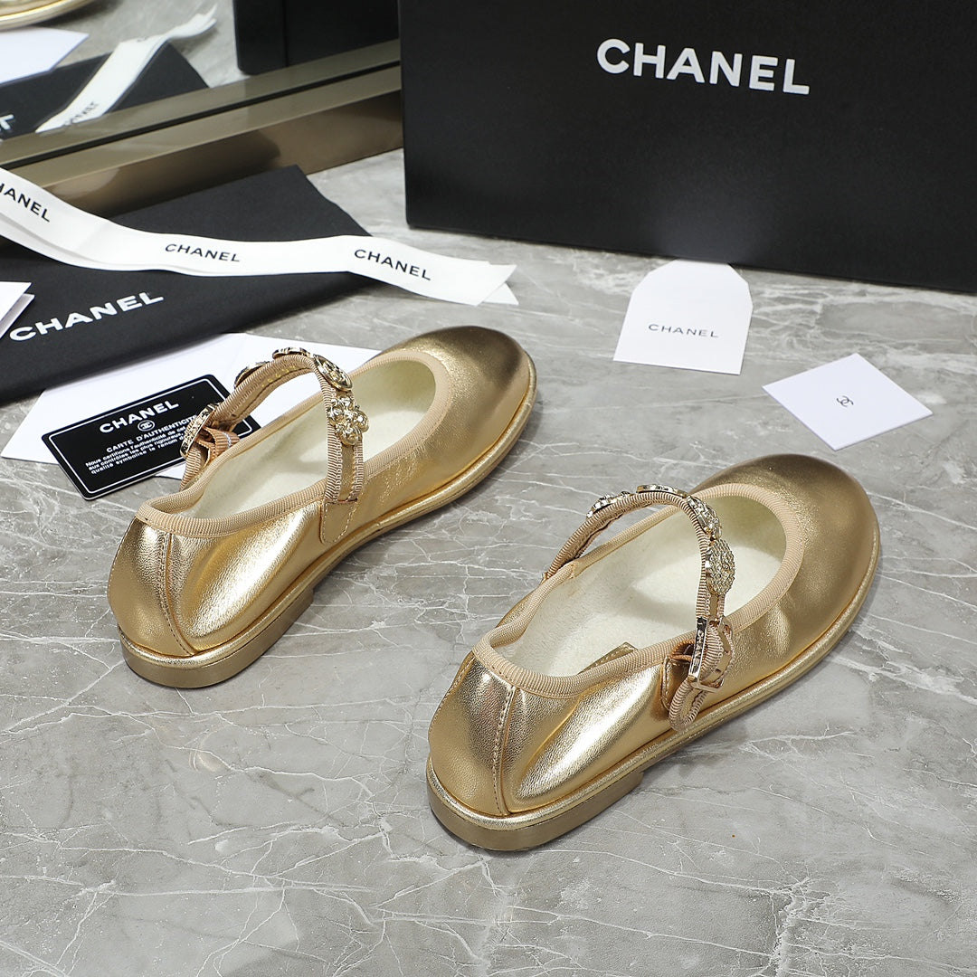 CHANEL MARY JANE GOLDEN SHEEPSKIN