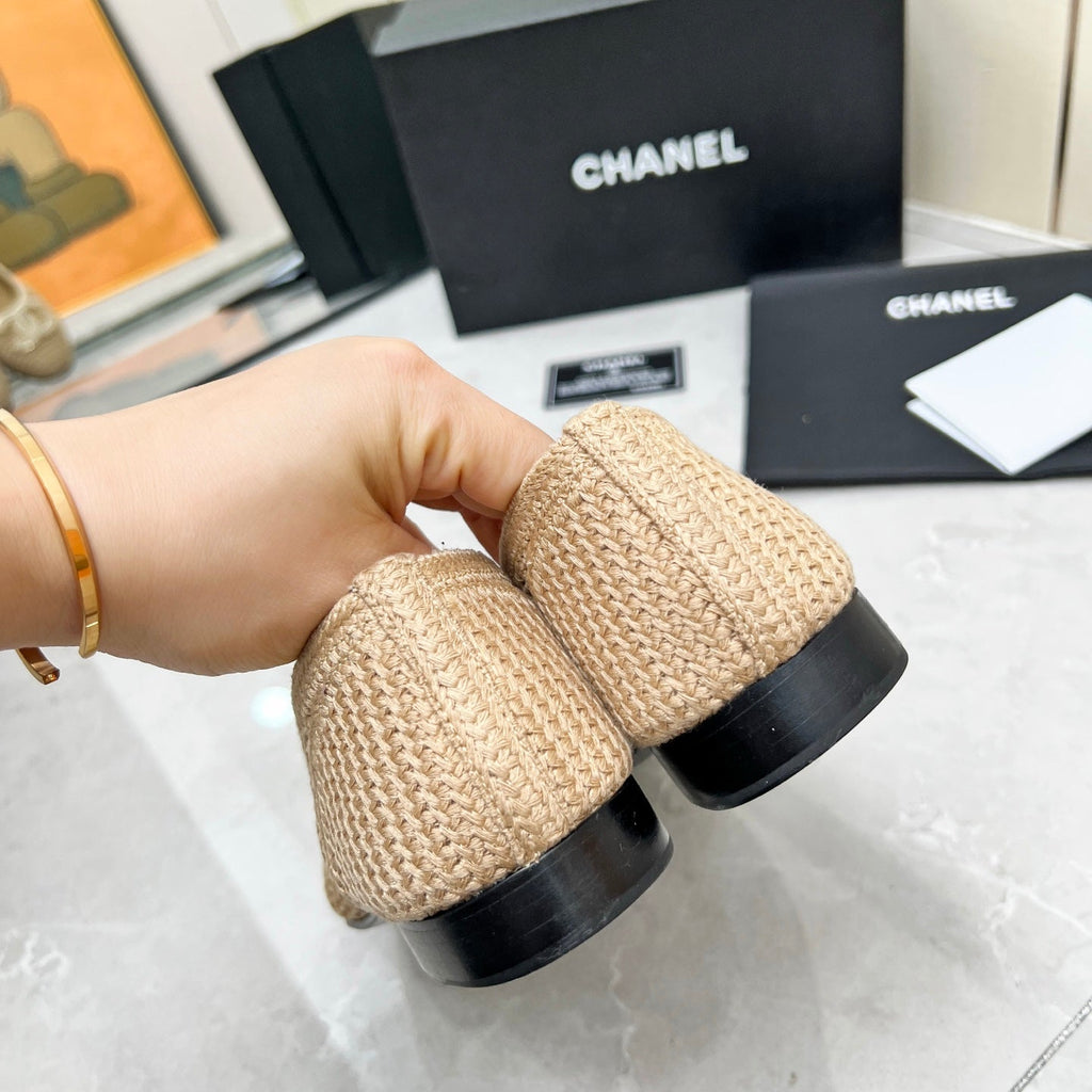 CHANEL BALLET FLAT 10 MM IN BEIGE RAFFIA