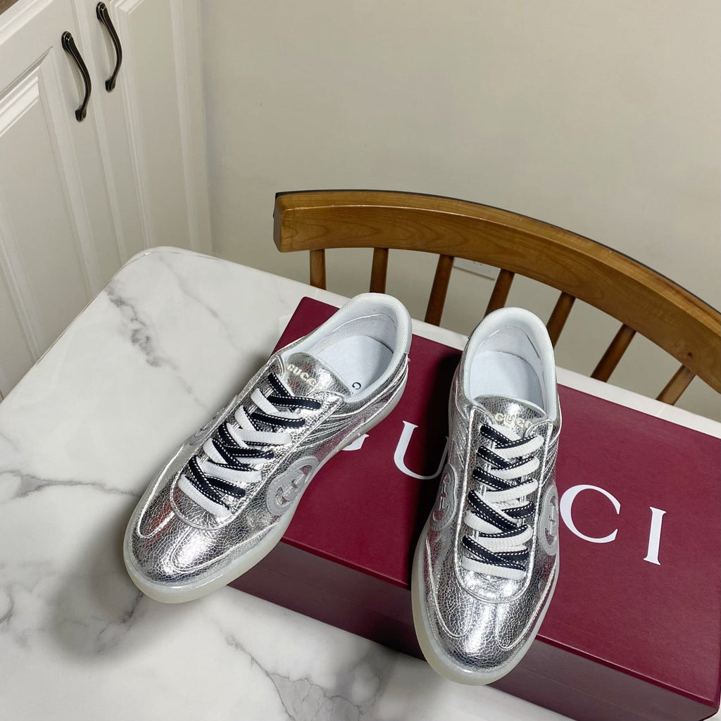 GUCCI 26S SNEAKER IN SILVER CALFSKIN
