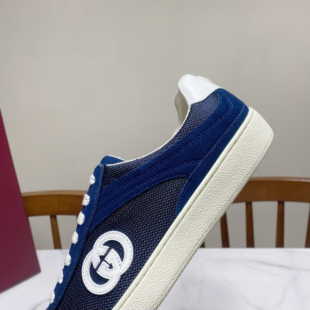 GUCCI 26S SNEAKER IN NAVY BLUE SUEDE AND FABRIC