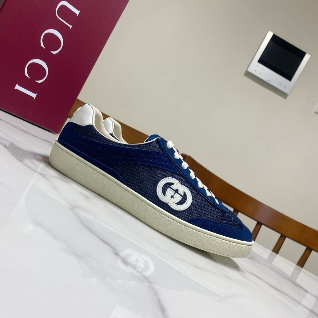 GUCCI 26S SNEAKER IN NAVY BLUE SUEDE AND FABRIC