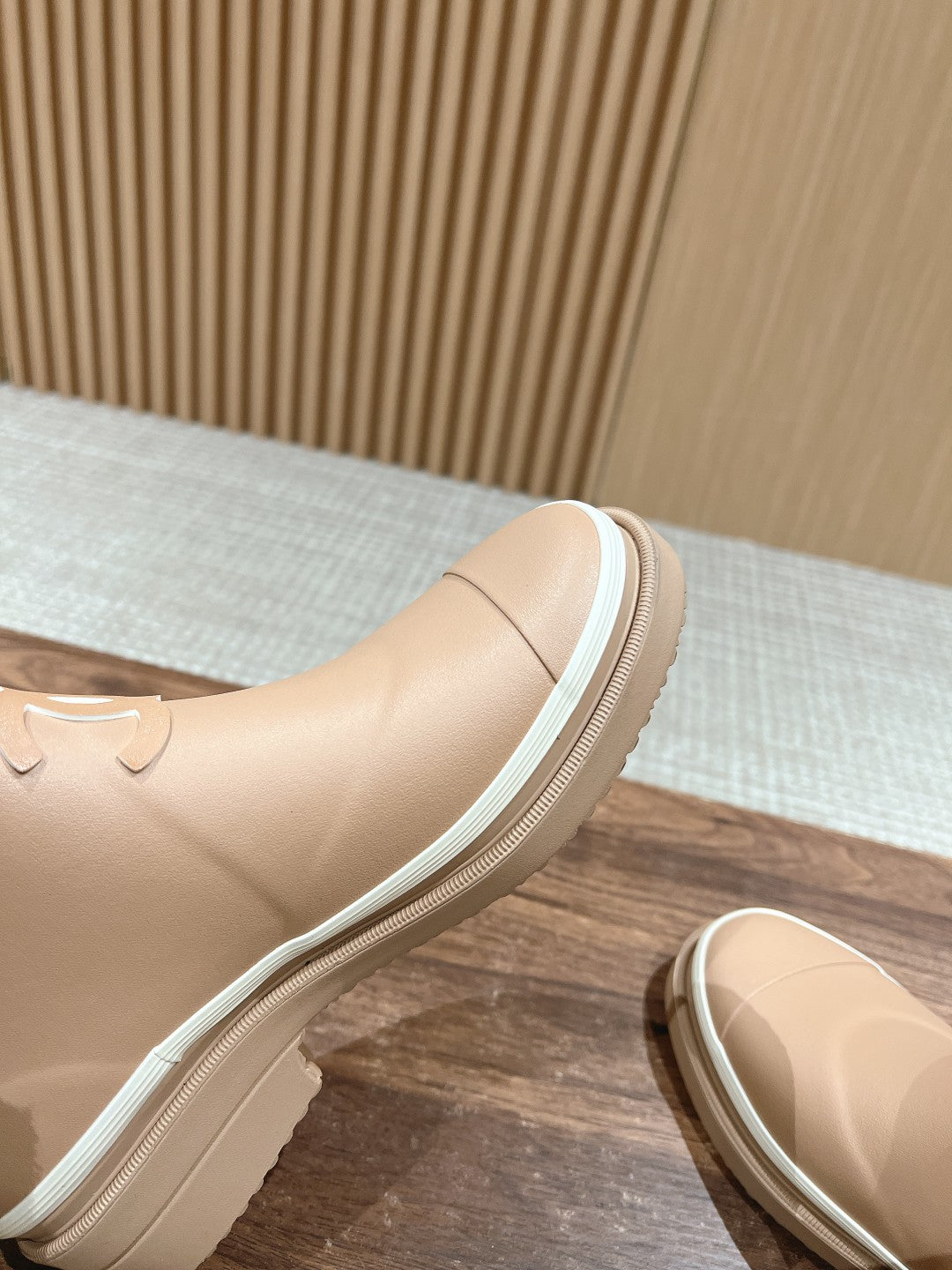 CHANEL RAIN BOOTS BEIGE CREAM TPU