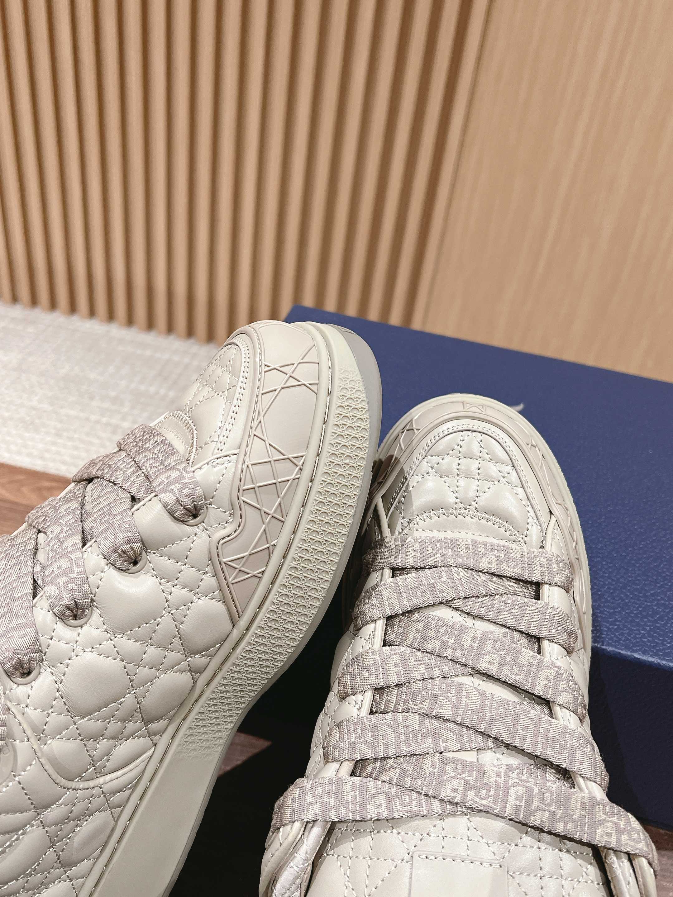 DIOR BY ERL B9S SKATER SNEAKER IN PARCHMENT BEIGE CANNAGE LAMBSKIN