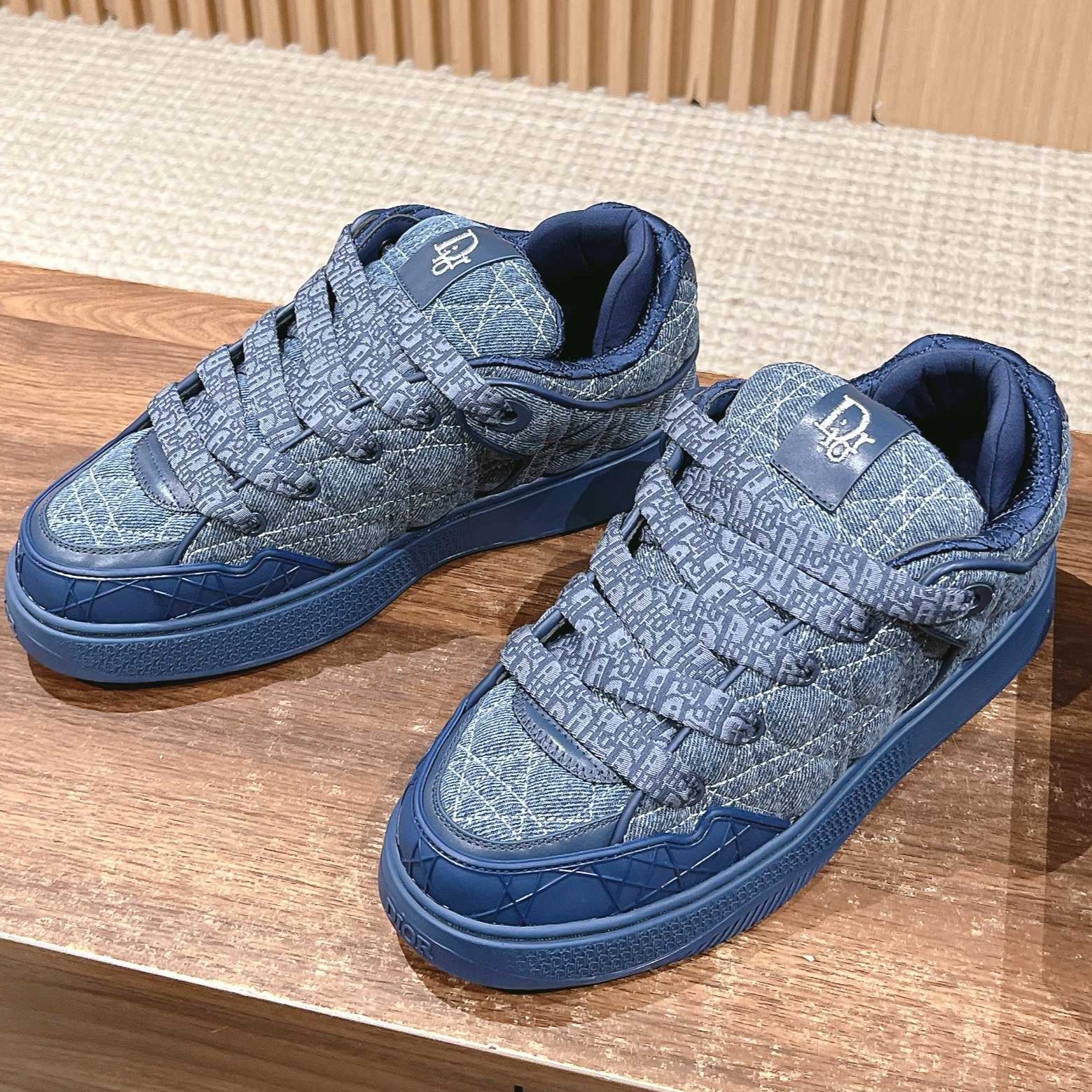 DIOR BY ERL B9S SKATER SNEAKER IN COBALT BLUE CANNAGE FABRIC