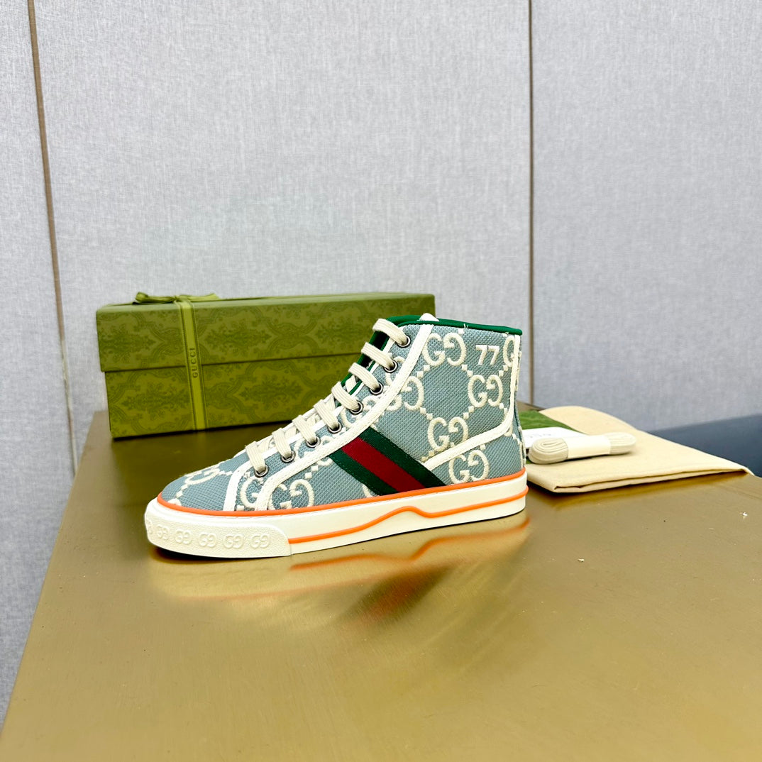 GUCCI TENNIS 1977 HIGH-TOP TRAINER SKY CANVAS